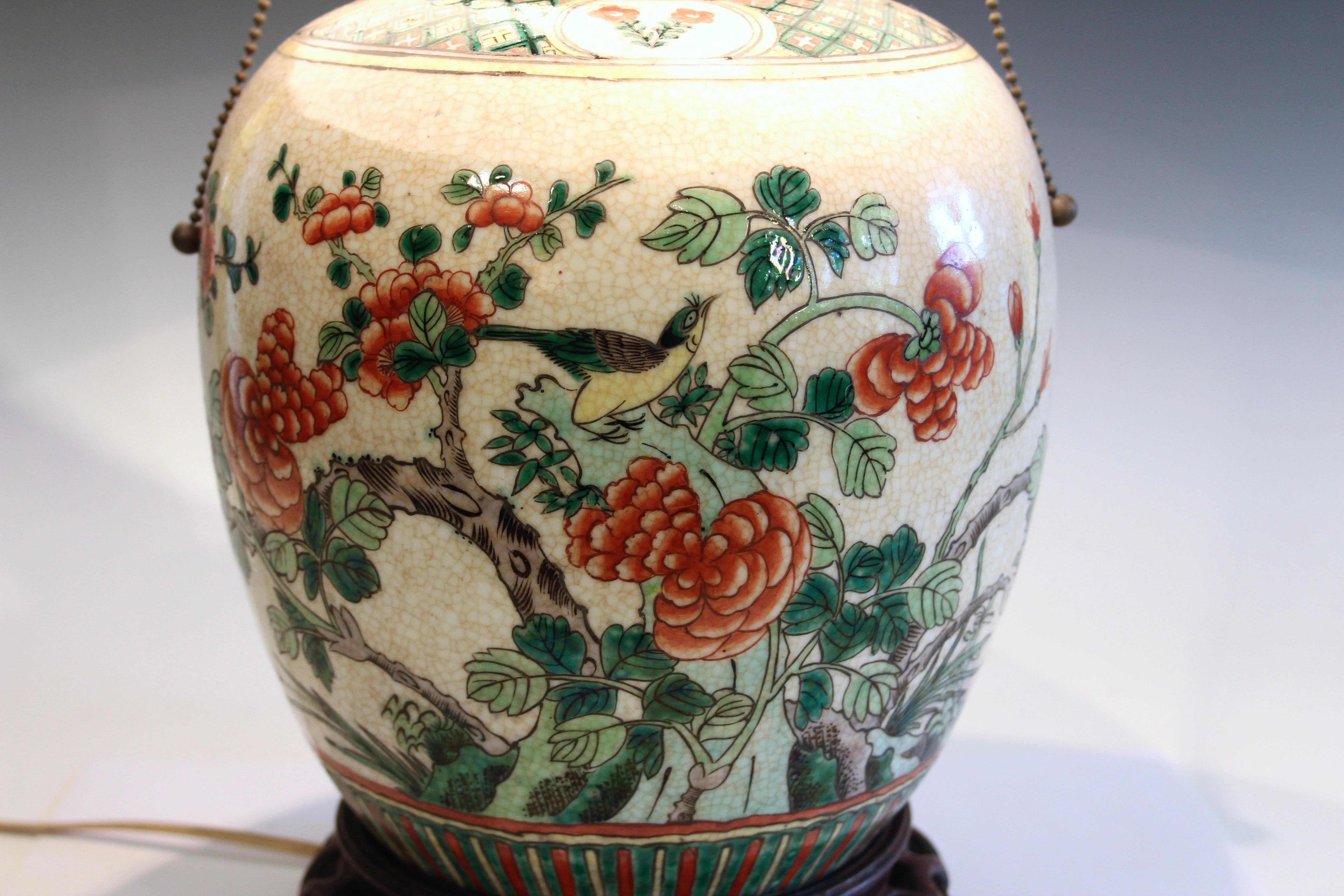 Antike Famille Verte-Lampe aus chinesischem Porzellan, Famille Verte, alte Ingwerglas (Chinesisch)