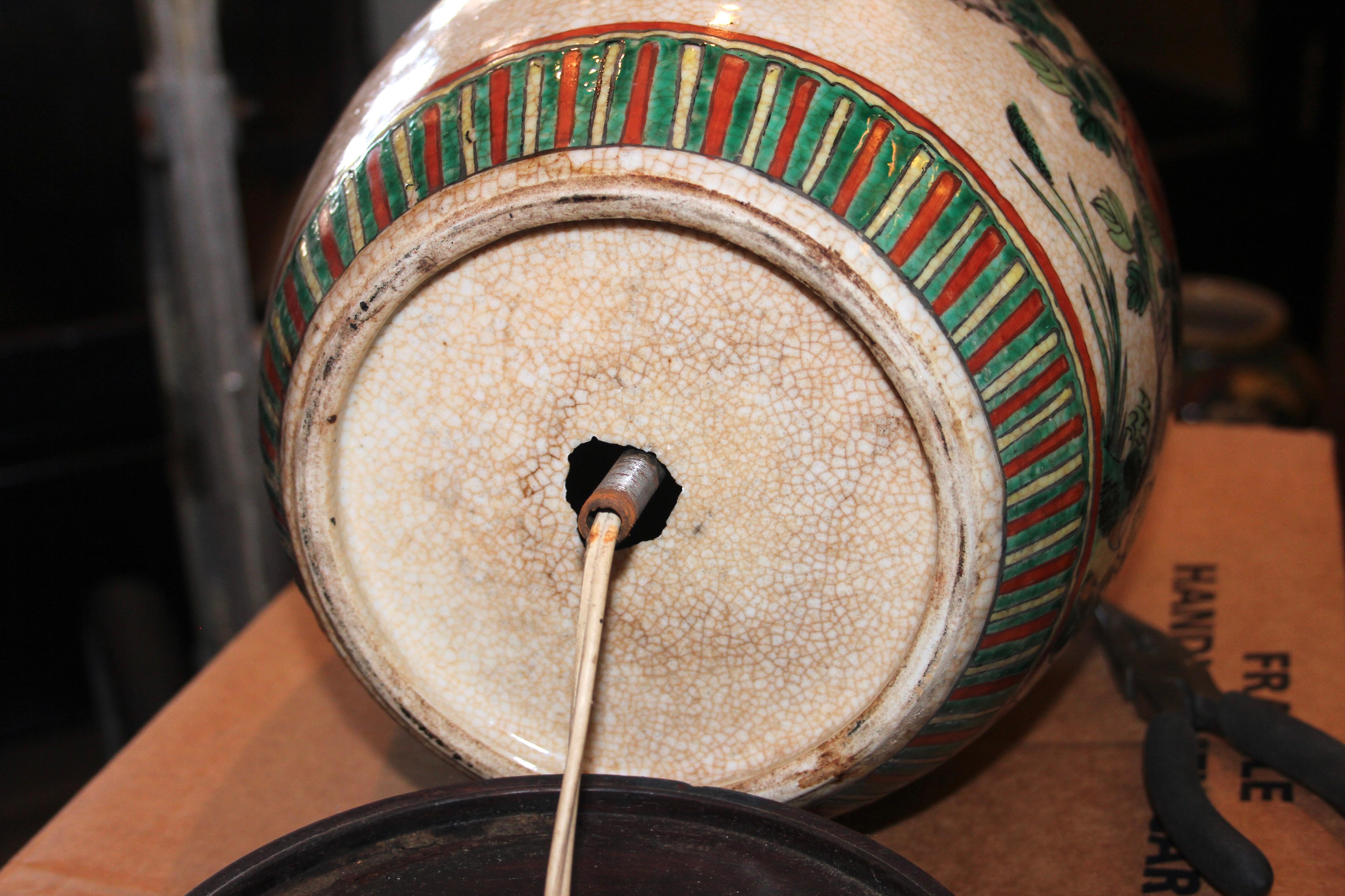 Antike Famille Verte-Lampe aus chinesischem Porzellan, Famille Verte, alte Ingwerglas 2