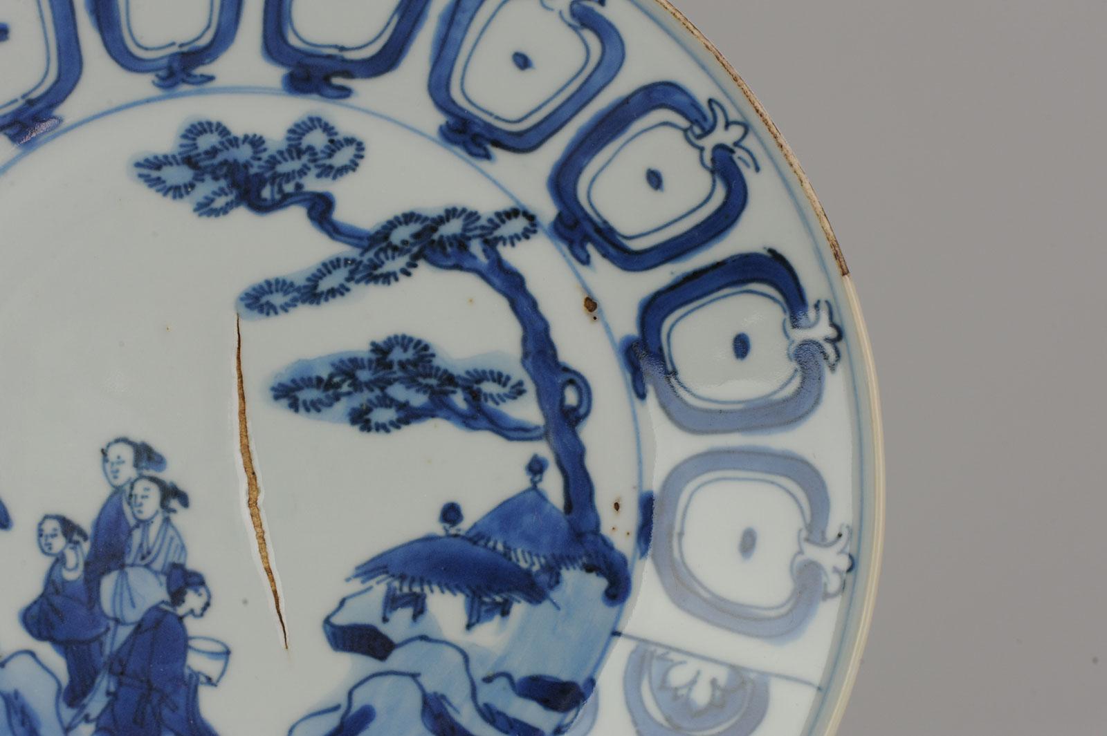 Antico piatto figurato in porcellana cinese Fine Ming Tianqi o Chongzhen in vendita 5
