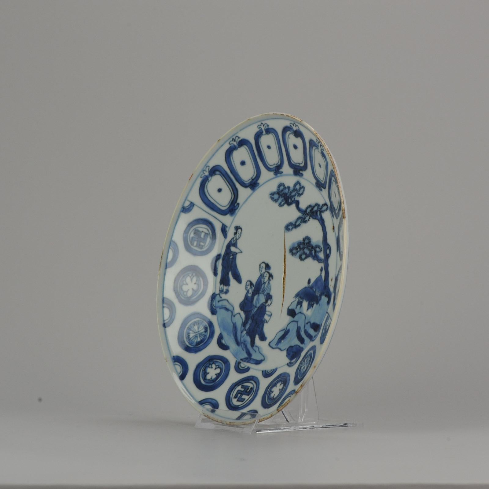 A very nicely decorated plate with a scene figures in a landscape

10-8-19-1-6
Condition
/ Overall Condition. Rimfritting, only. 206mm
Period
17th century Ming (1368 - 1620)