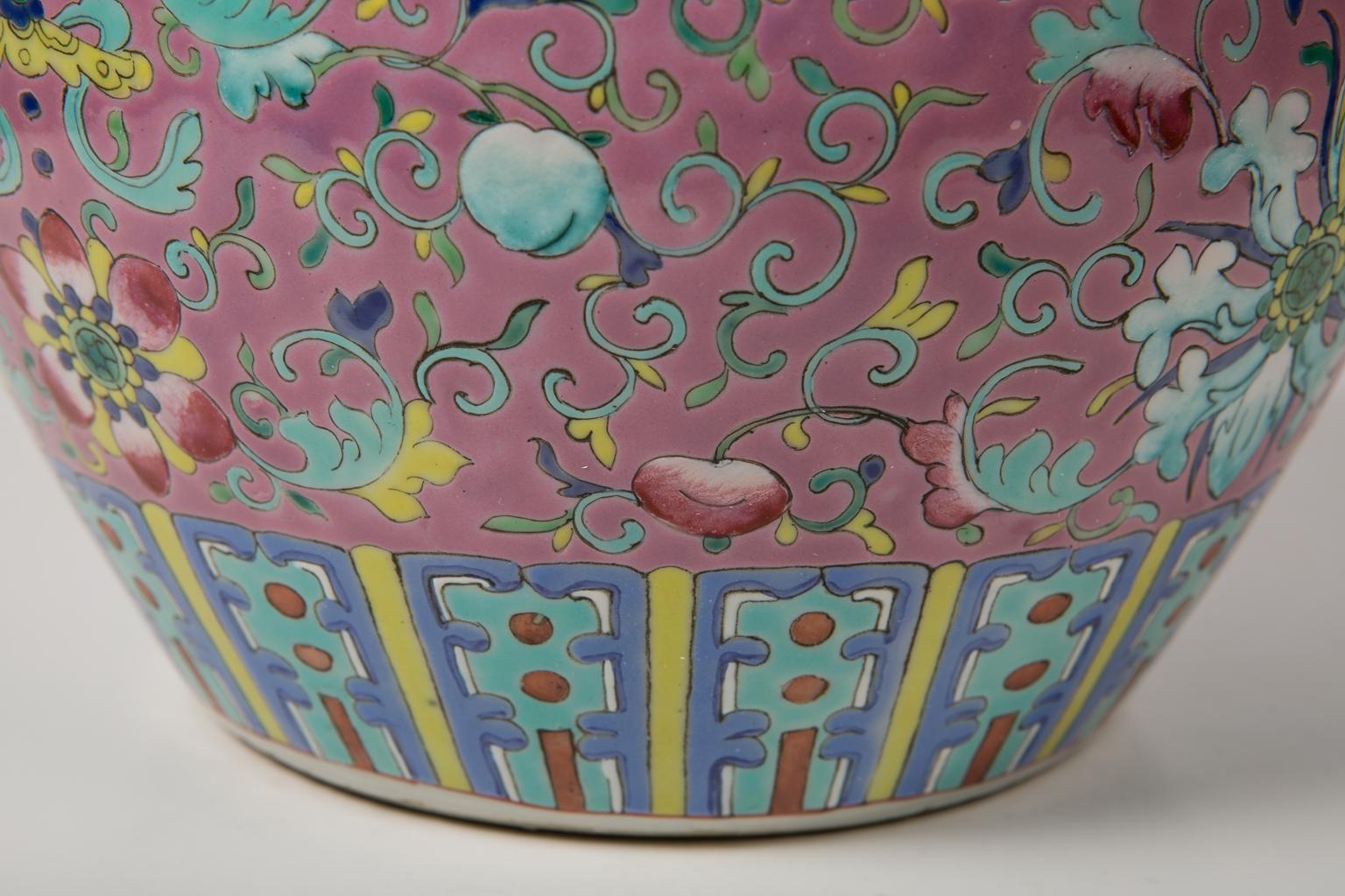 Antique Chinese Porcelain Ginger Jar with Floral and Shou Decoration 9