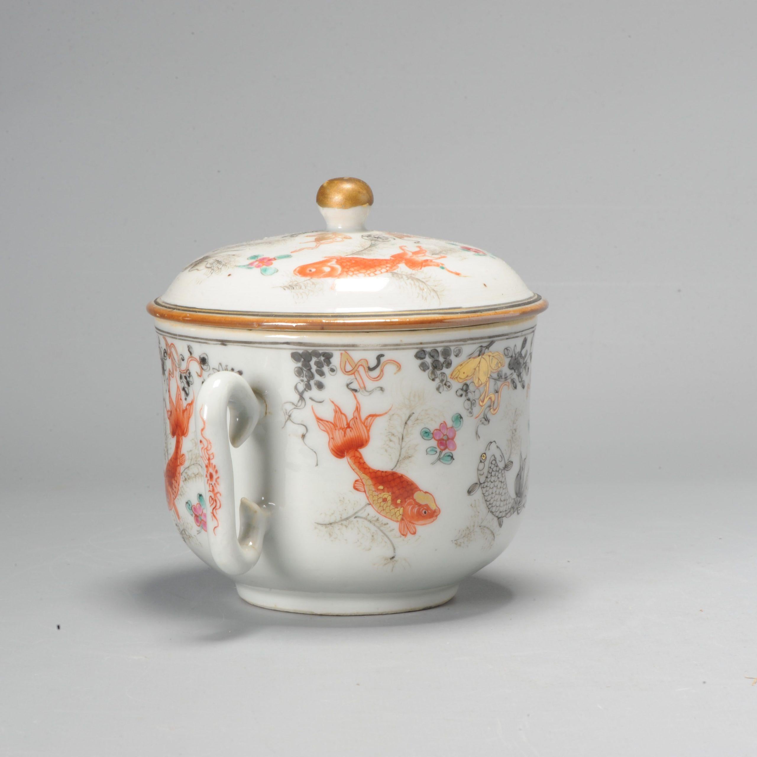 This nicely shaped and painted chinese porcelain jar. With scene of goldfishes.

Additional information:
Material: Porcelain & Pottery
Region of Origin: China
Emperor: Qianlong (1735-1796), Yongzheng (1722-1735)
Period: 18th century Qing (1661 -