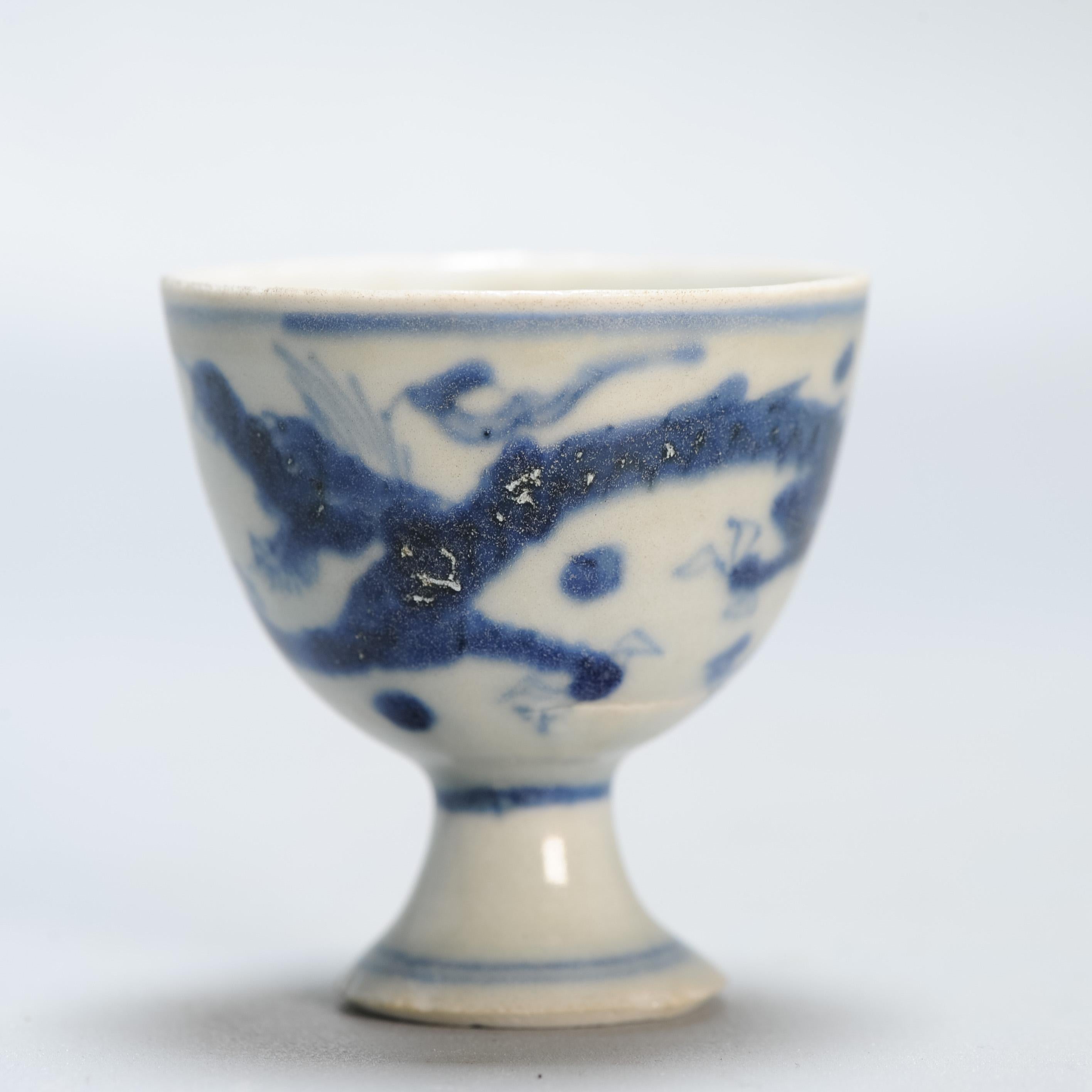 Ming Antique Chinese Porcelain Hatcher Cargo Water Dragon Stem cup porcelain