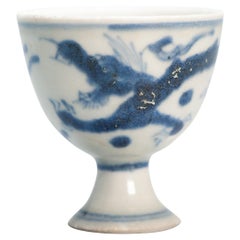 Antique Chinese Porcelain Hatcher Cargo Water Dragon Stem cup porcelain