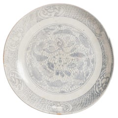 Antique Chinese Porcelain Jiajing/Wanli Plate Fishes Fruits, 16th Century