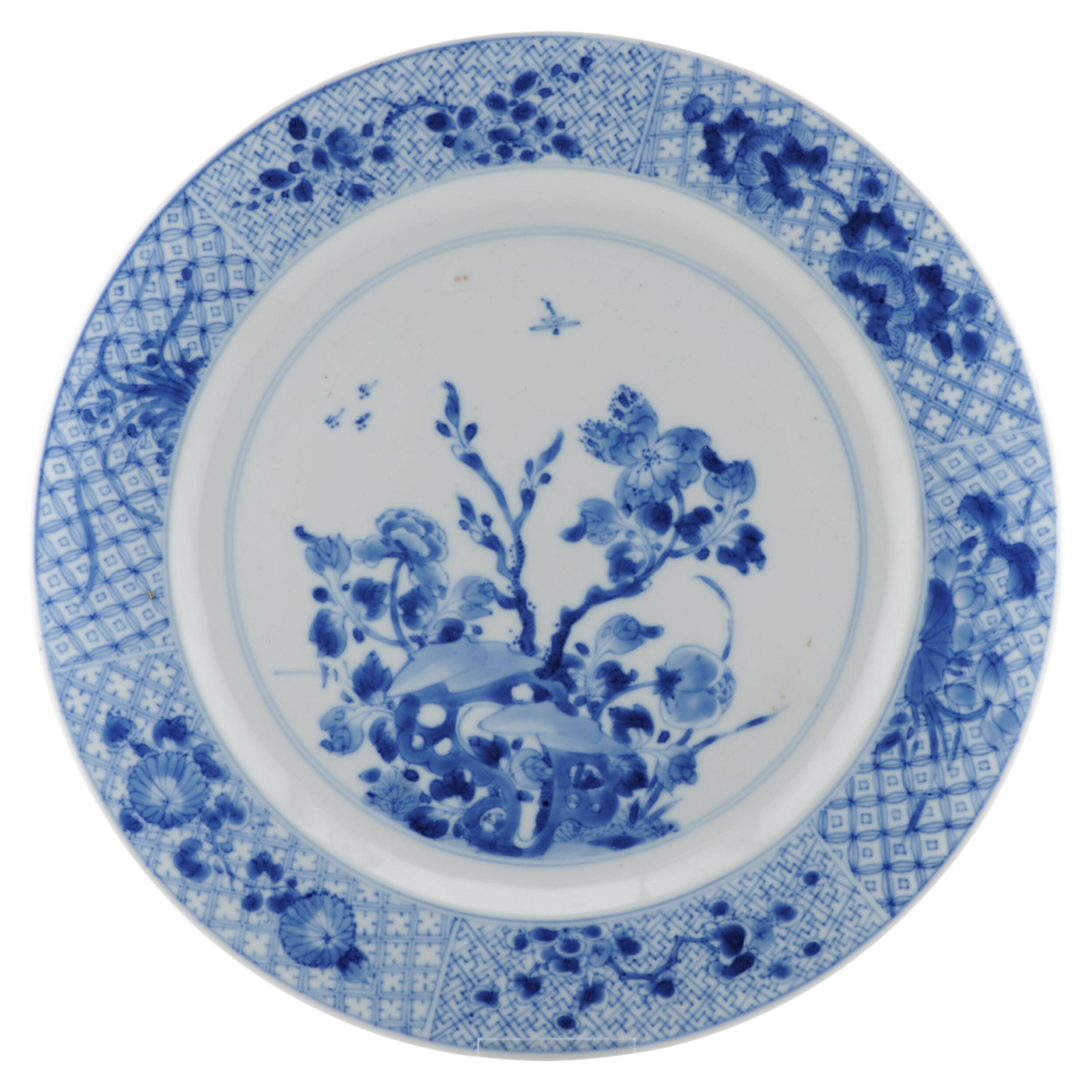 Antique Chinese Porcelain Kangxi Period Plate Dish Flowers, China