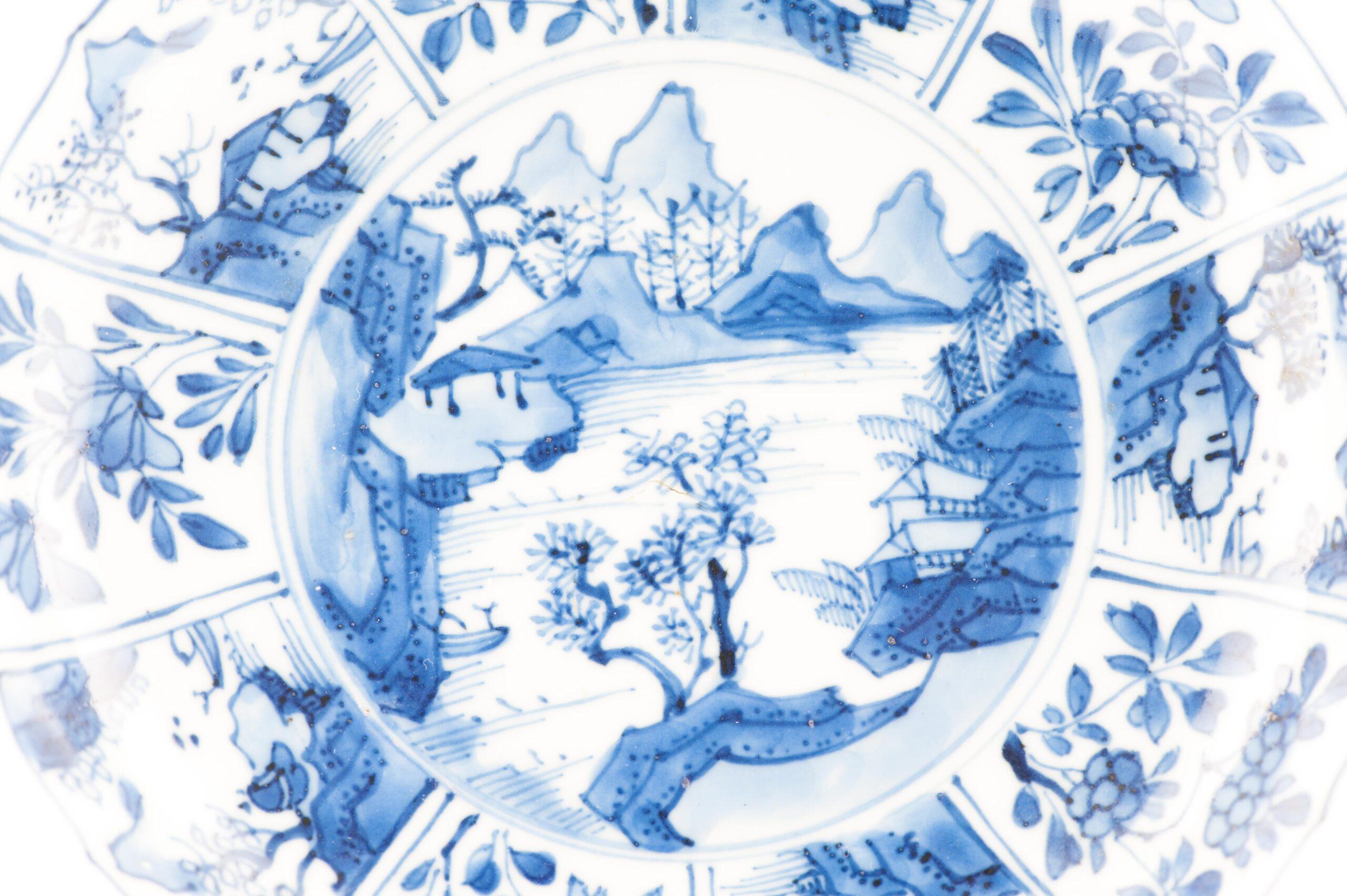 Antique Chinese Porcelain Kangxi Period Plate Dish Flowers Landscape For Sale 9