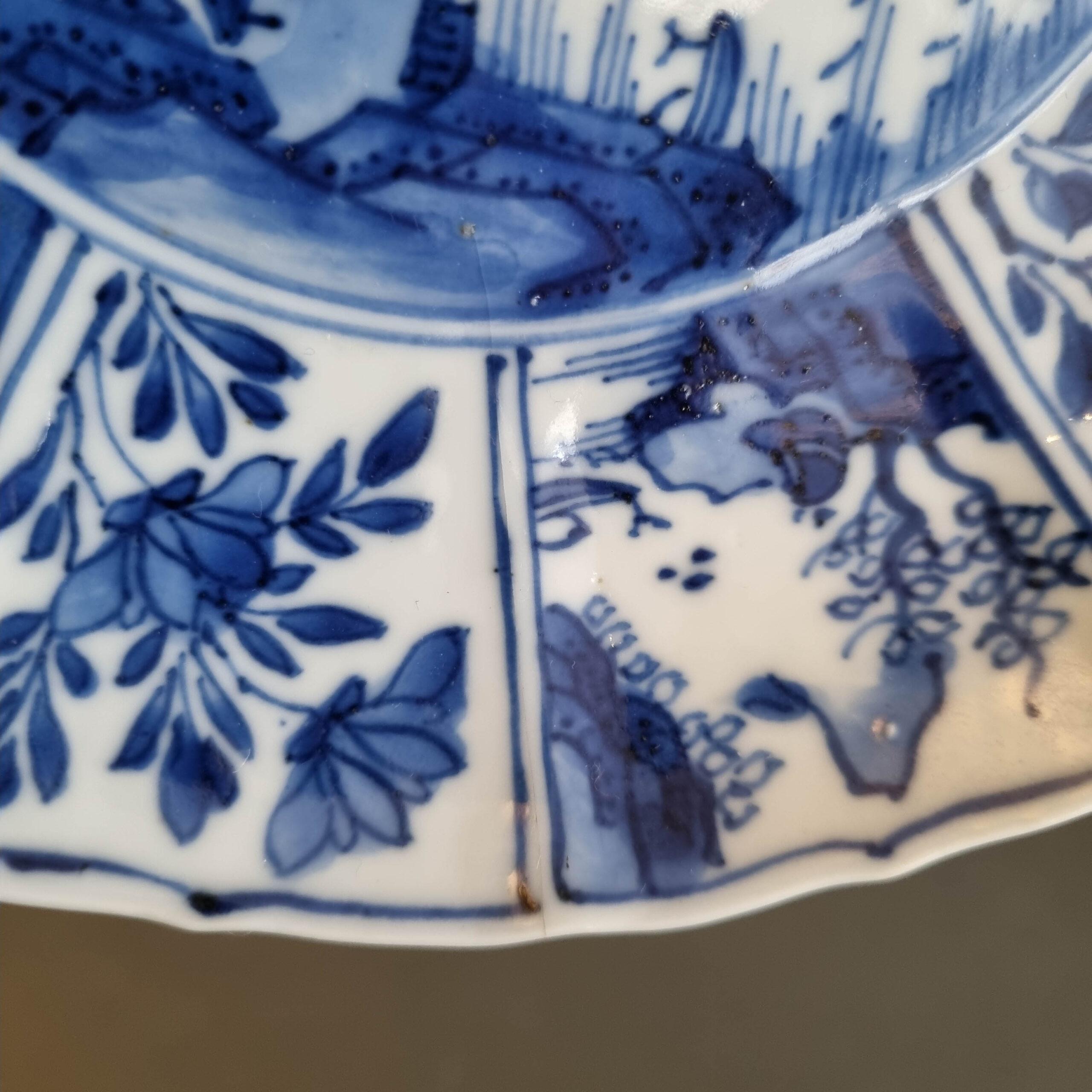 Antique Chinese Porcelain Kangxi Period Plate Dish Flowers Landscape For Sale 12