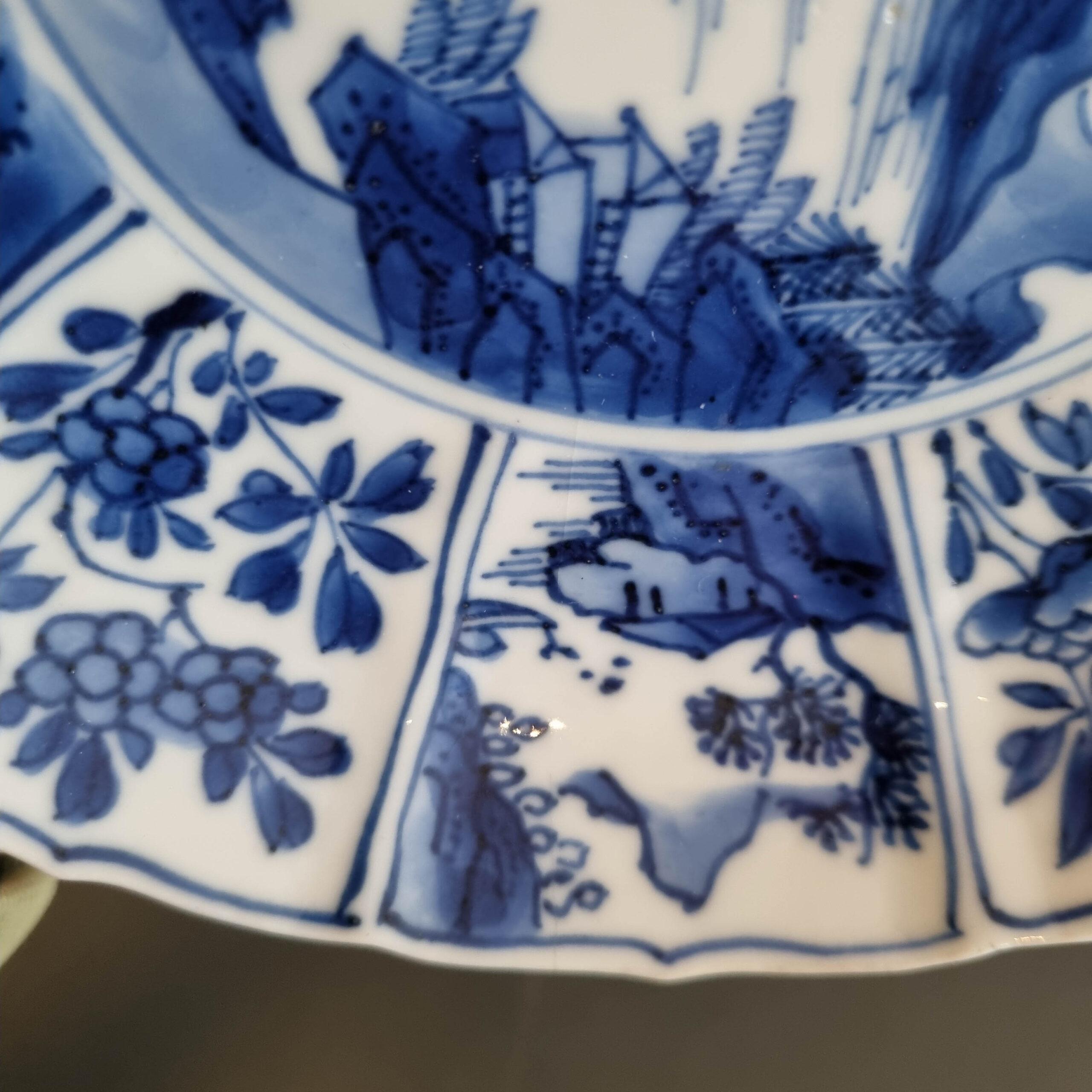 Antique Chinese Porcelain Kangxi Period Plate Dish Flowers Landscape For Sale 14