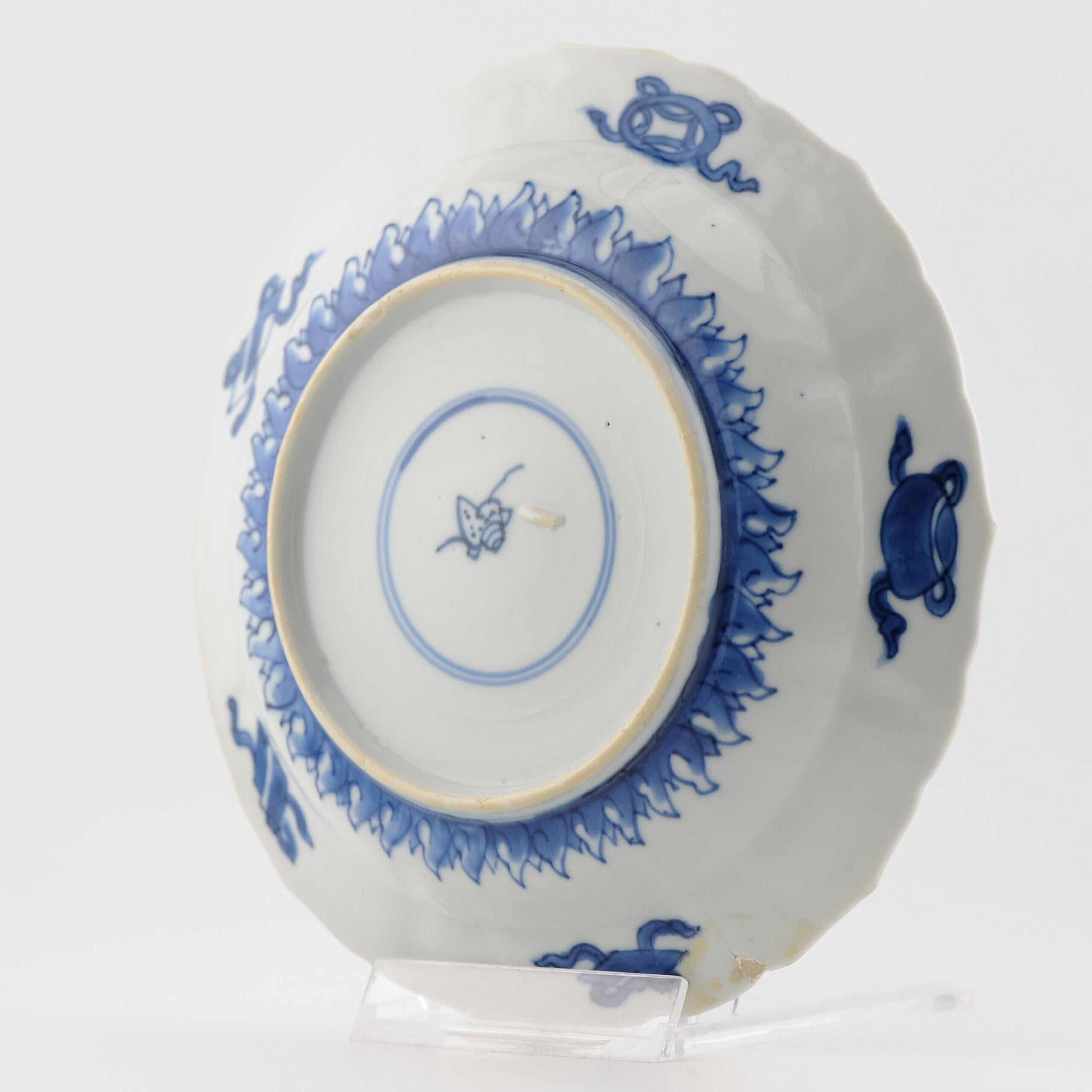 Antique Chinese Porcelain Kangxi Period Plate Dish Flowers Marked China For Sale 7