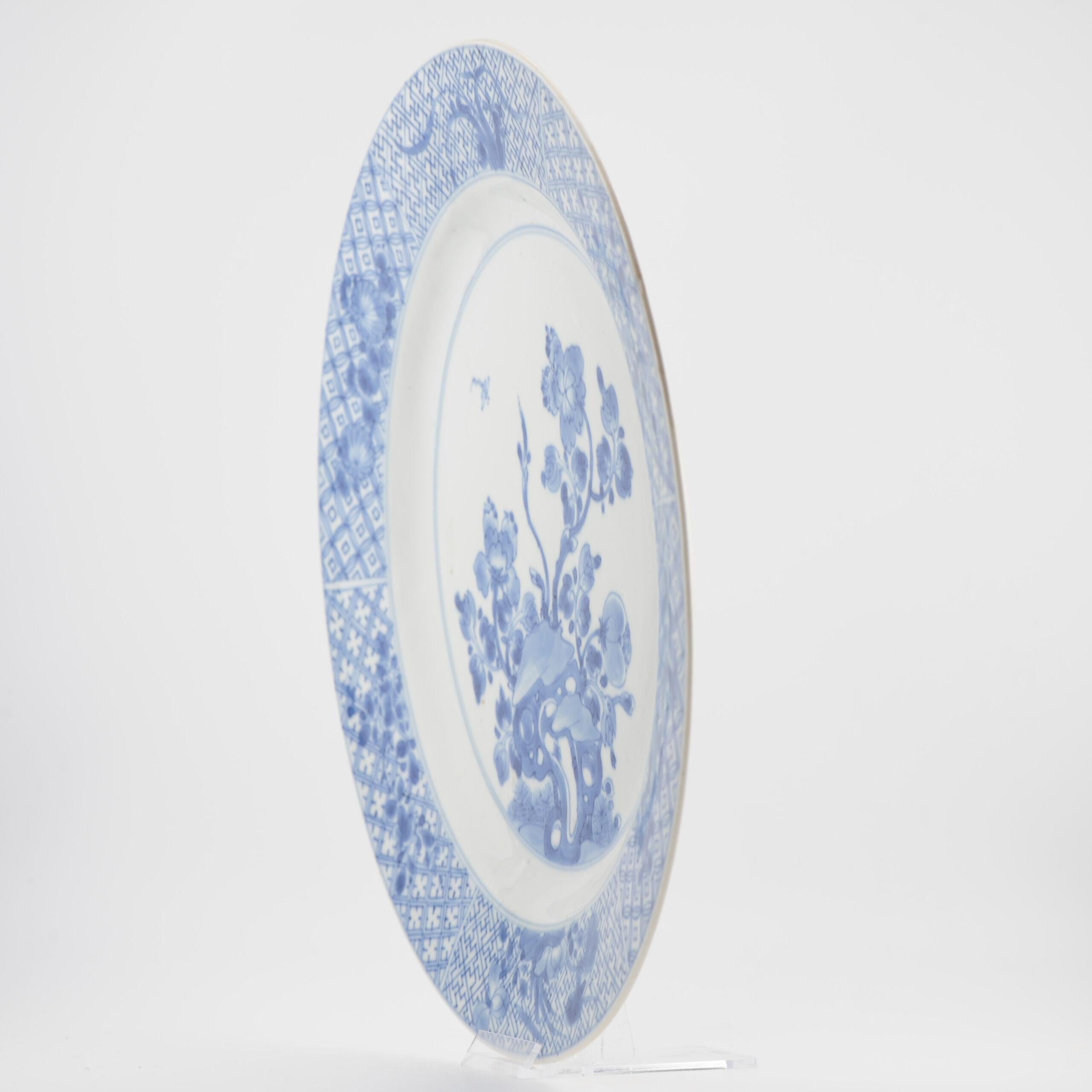 Antique Chinese Porcelain Kangxi Period Plate Dish Flowers Marked China For Sale 2
