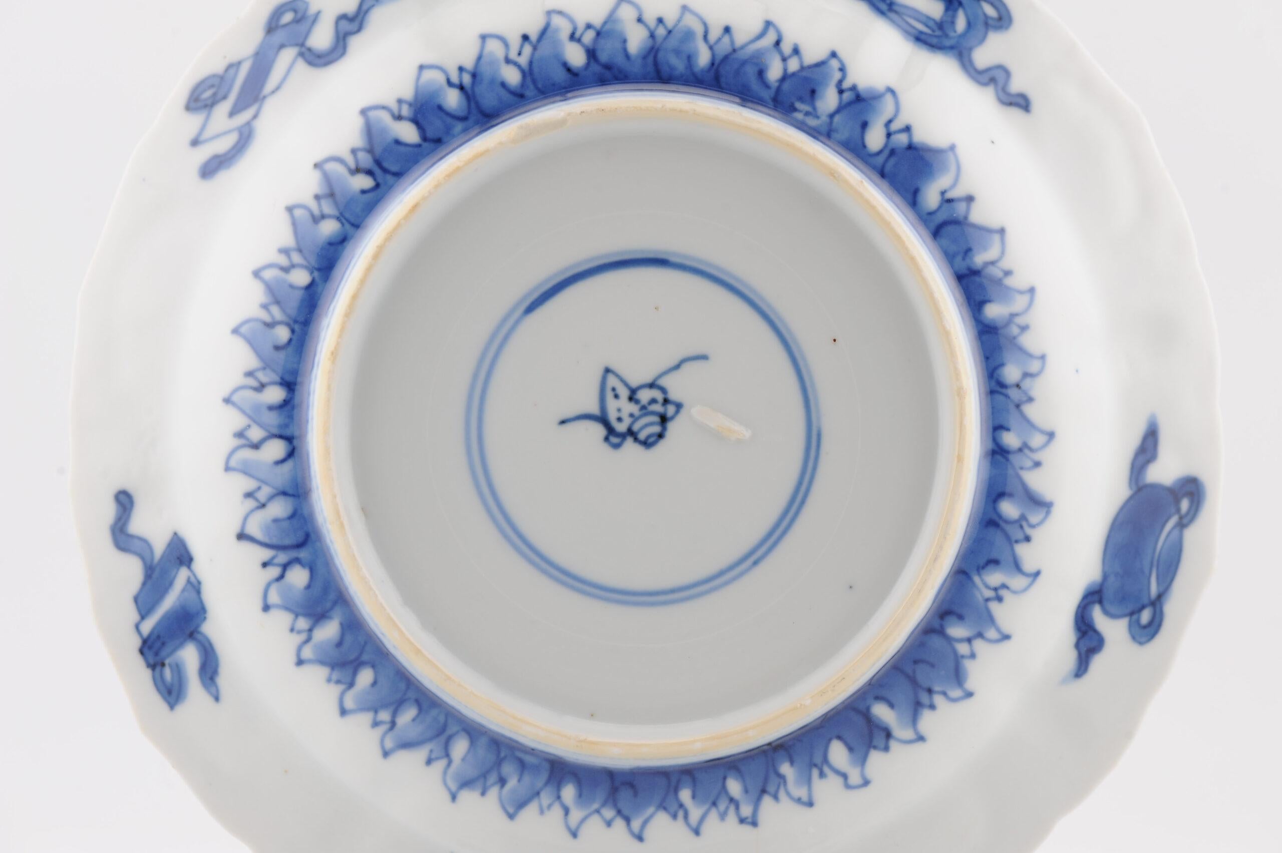 Antique Chinese Porcelain Kangxi Period Plate Dish Flowers Marked China For Sale 2