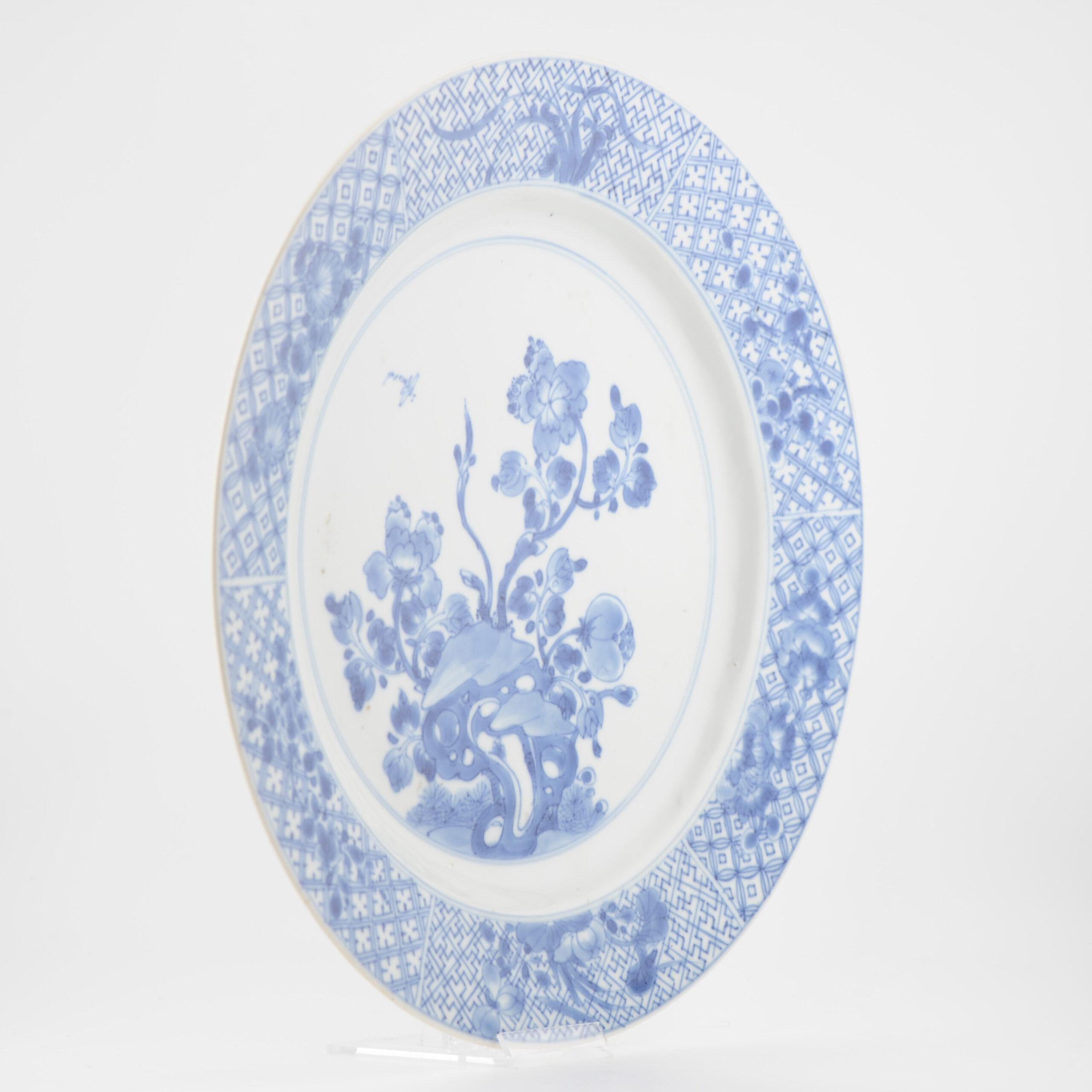 Antique Chinese Porcelain Kangxi Period Plate Dish Flowers Marked China For Sale 3