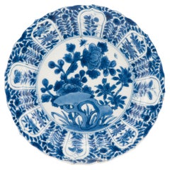 Antike chinesische Porzellanschale aus der Kangxi-Periode, Schale mit Blumen, markiert China