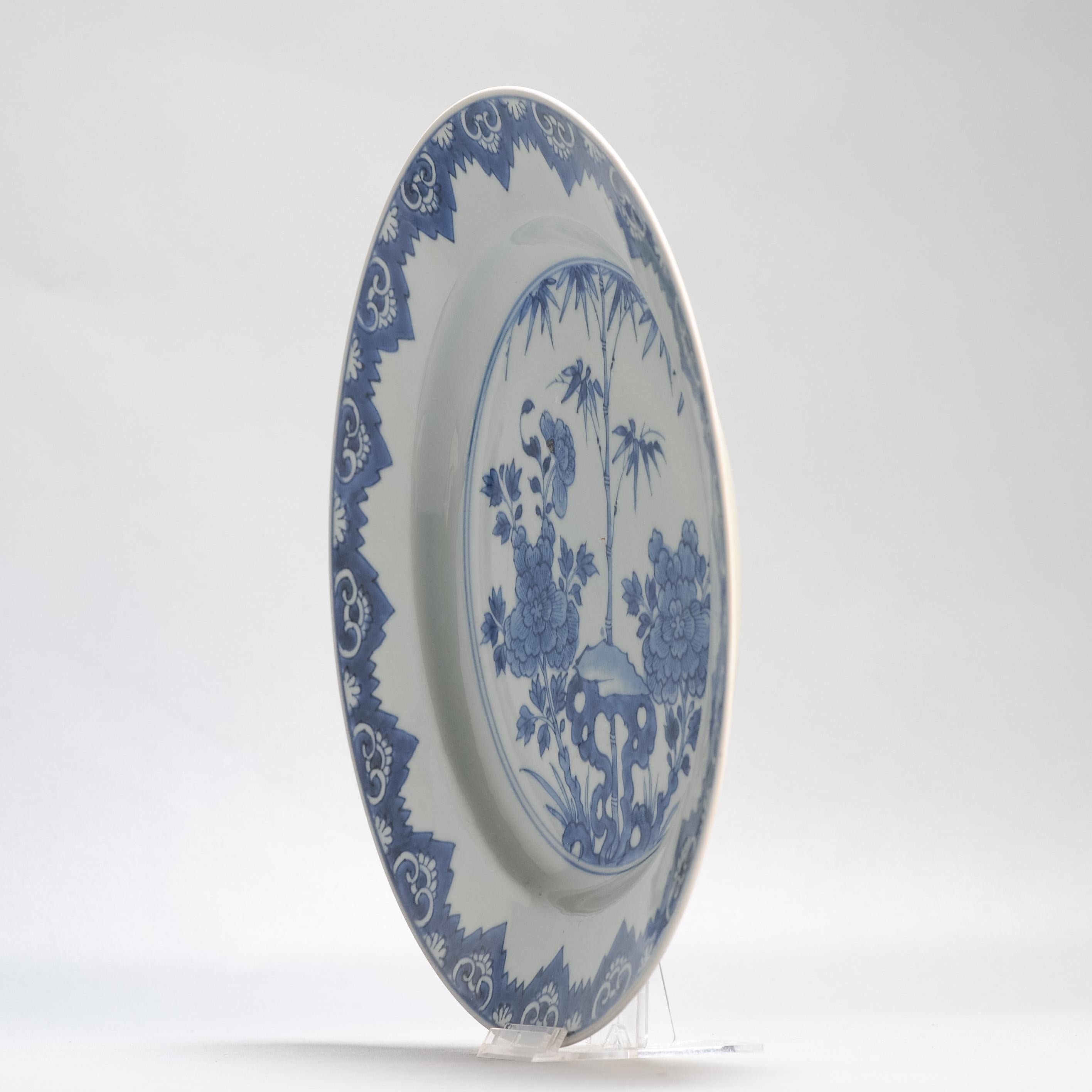 18th Century and Earlier Antique Chinese Porcelain Kangxi Period Plate Dish Flowers Top Quality For Sale