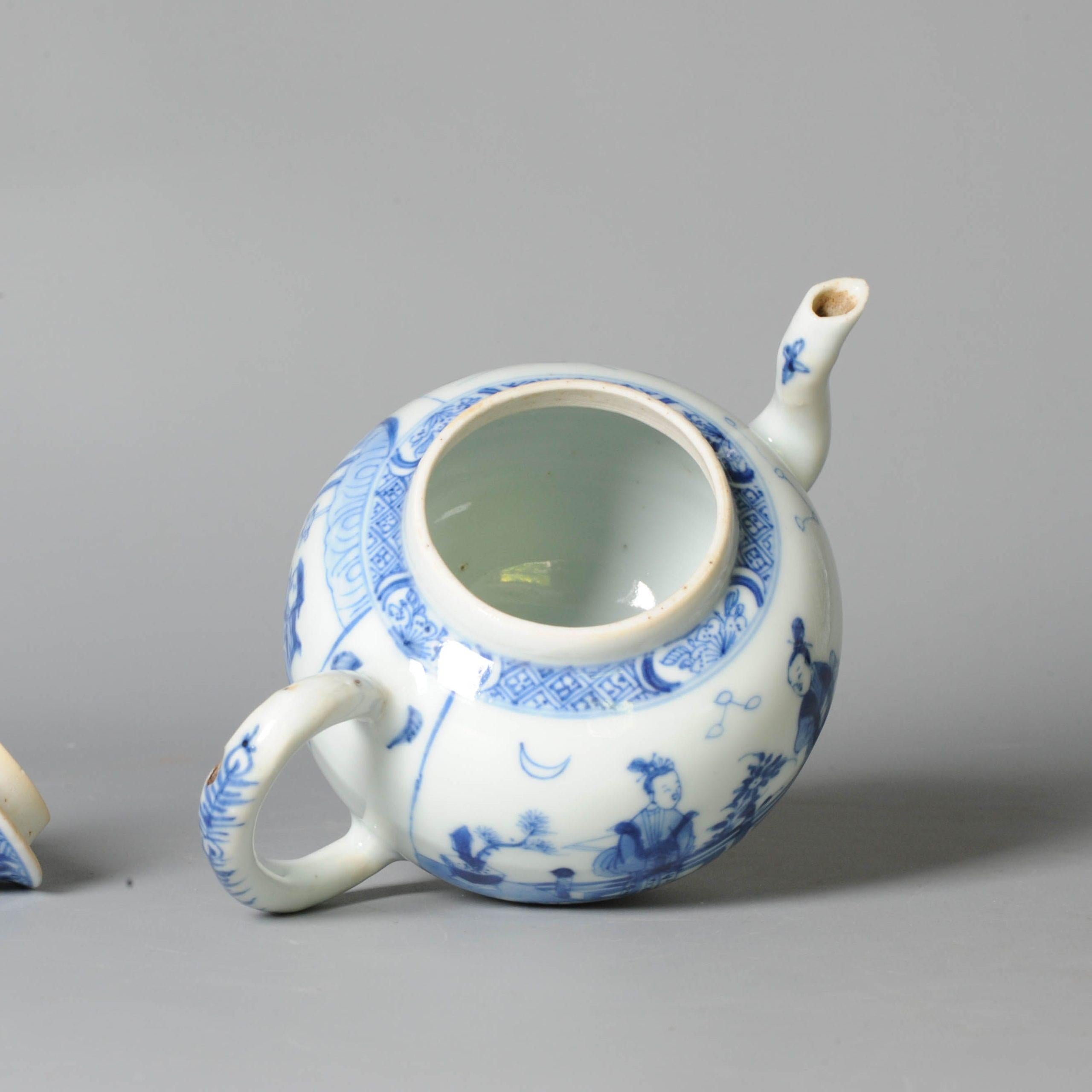Antique Chinese Porcelain Kangxi Period Teapot Famille Noire Rose Flowers 6