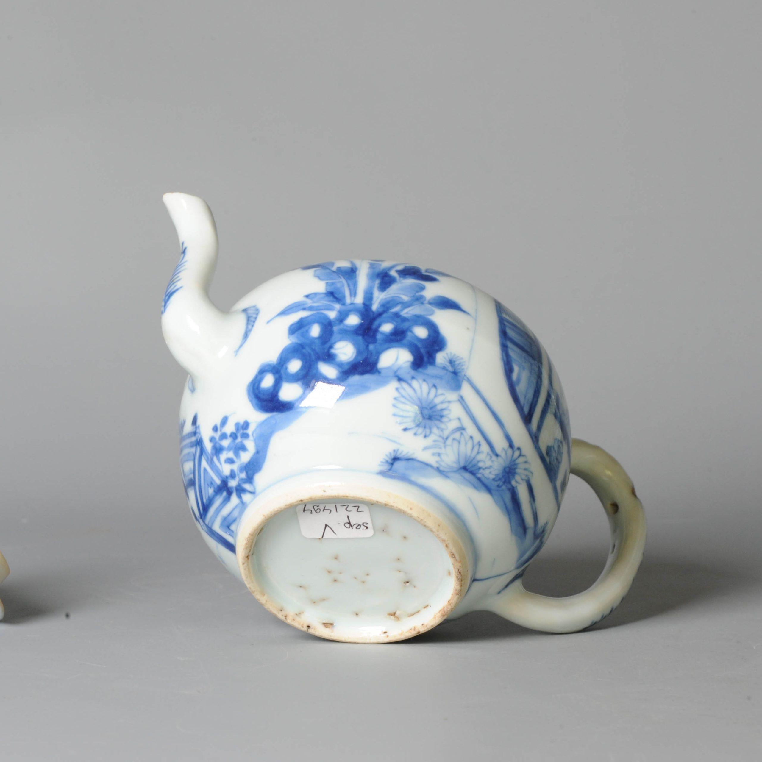 Antique Chinese Porcelain Kangxi Period Teapot Famille Noire Rose Flowers For Sale 7