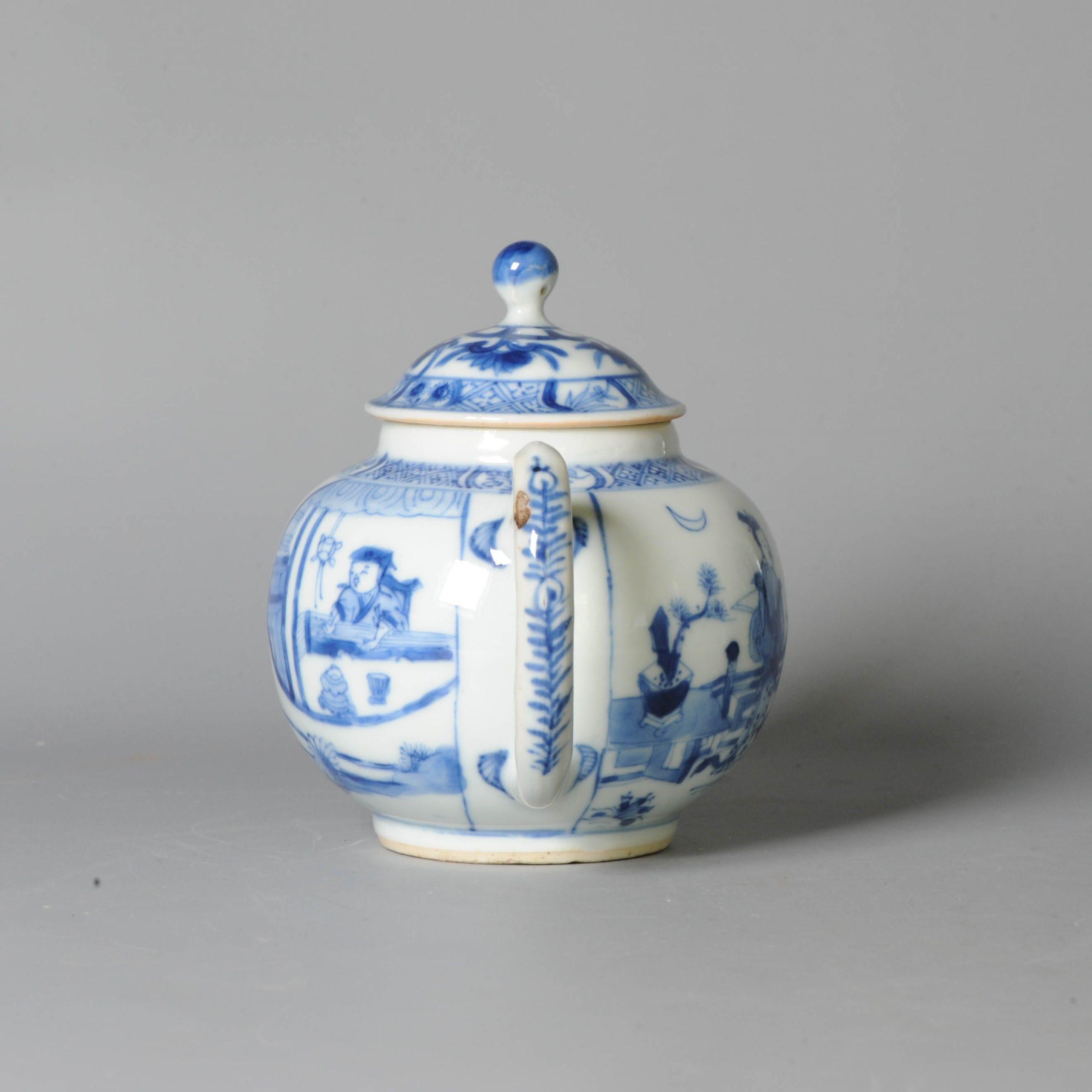 Qing Antique Chinese Porcelain Kangxi Period Teapot Famille Noire Rose Flowers
