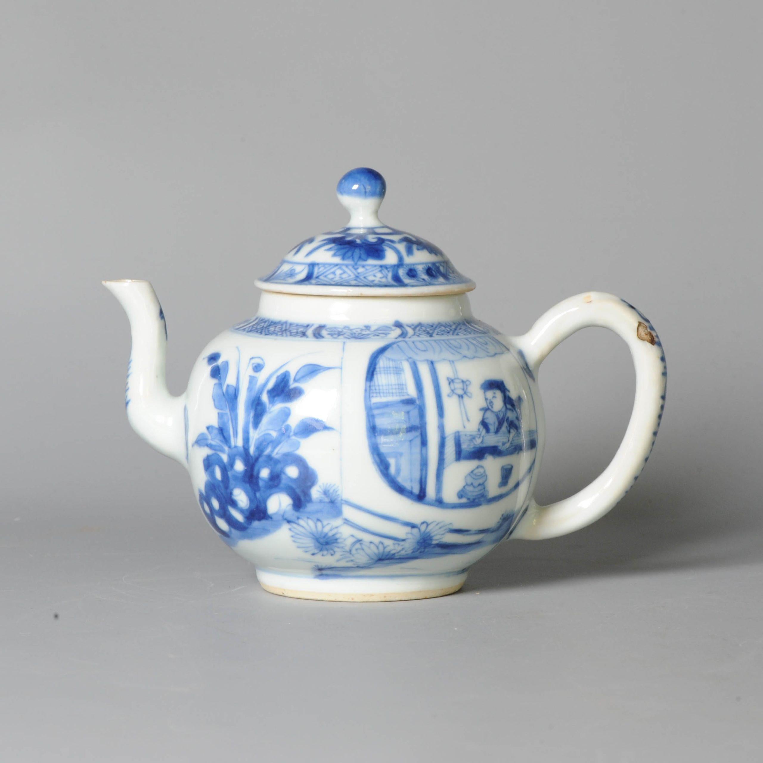 Antique Chinese Porcelain Kangxi Period Teapot Famille Noire Rose Flowers In Good Condition For Sale In Amsterdam, Noord Holland