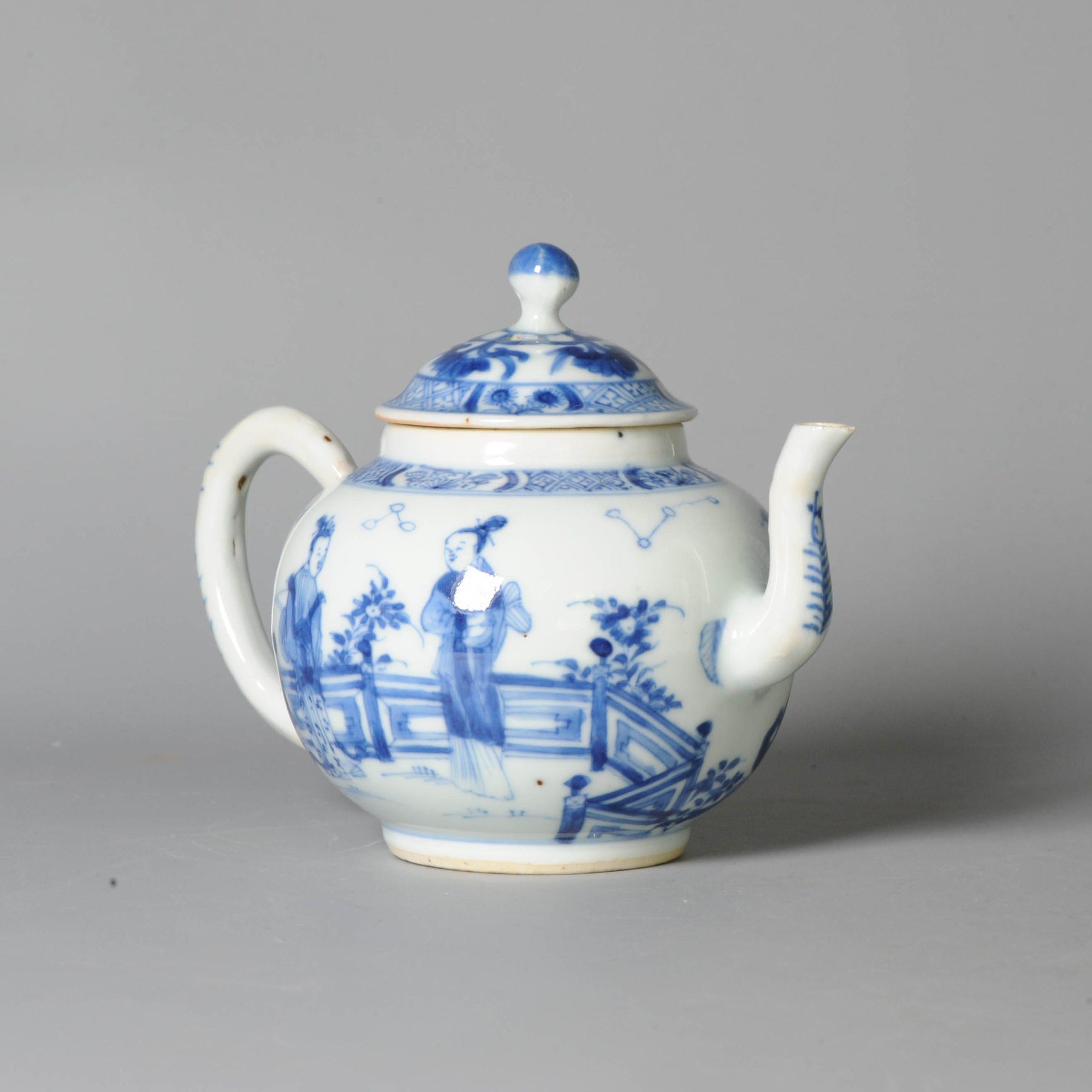 Antique Chinese Porcelain Kangxi Period Teapot Famille Noire Rose Flowers 3