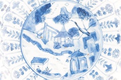 Antique Chinese Porcelain Kangxi Plate Dish Landscape Flowers