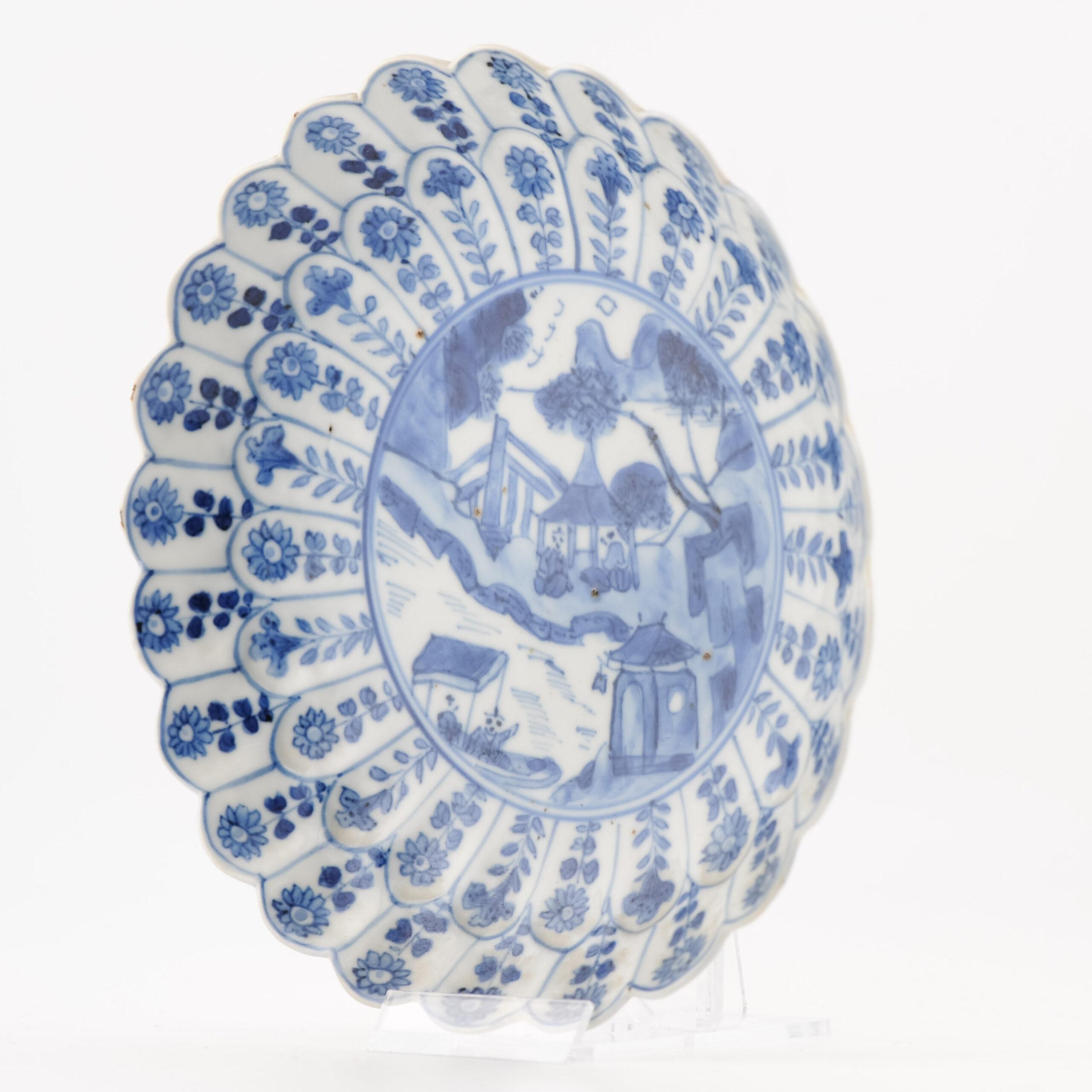 Qing Antique Chinese Porcelain Kangxi Plate Dish Landscape Flowers Top Quality For Sale