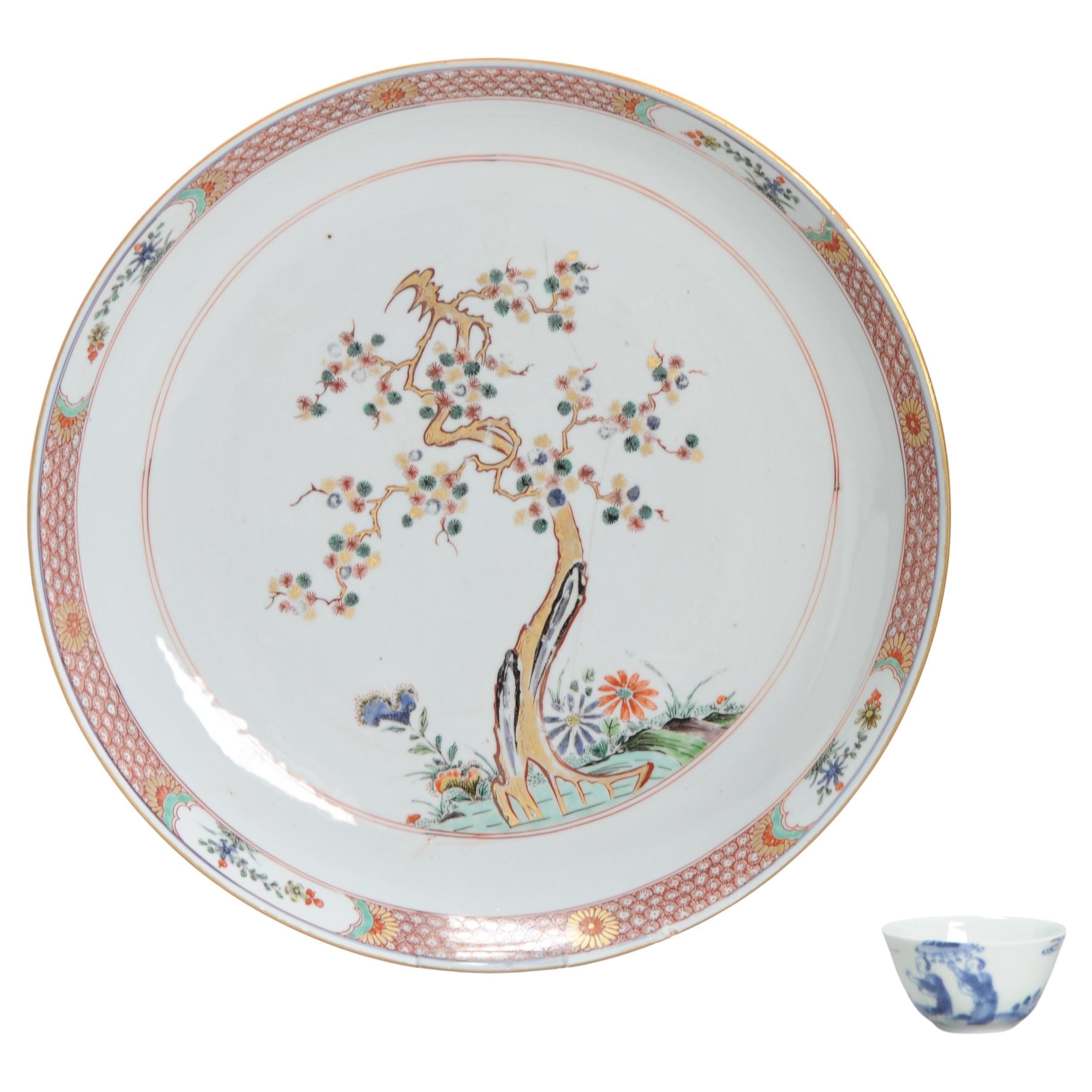 Antiguo Cargador de Porcelana China Kangxi/Yongzheng Famille Melangee, S. XVIII