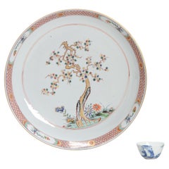 Antiguo Cargador de Porcelana China Kangxi/Yongzheng Famille Melangee, S. XVIII