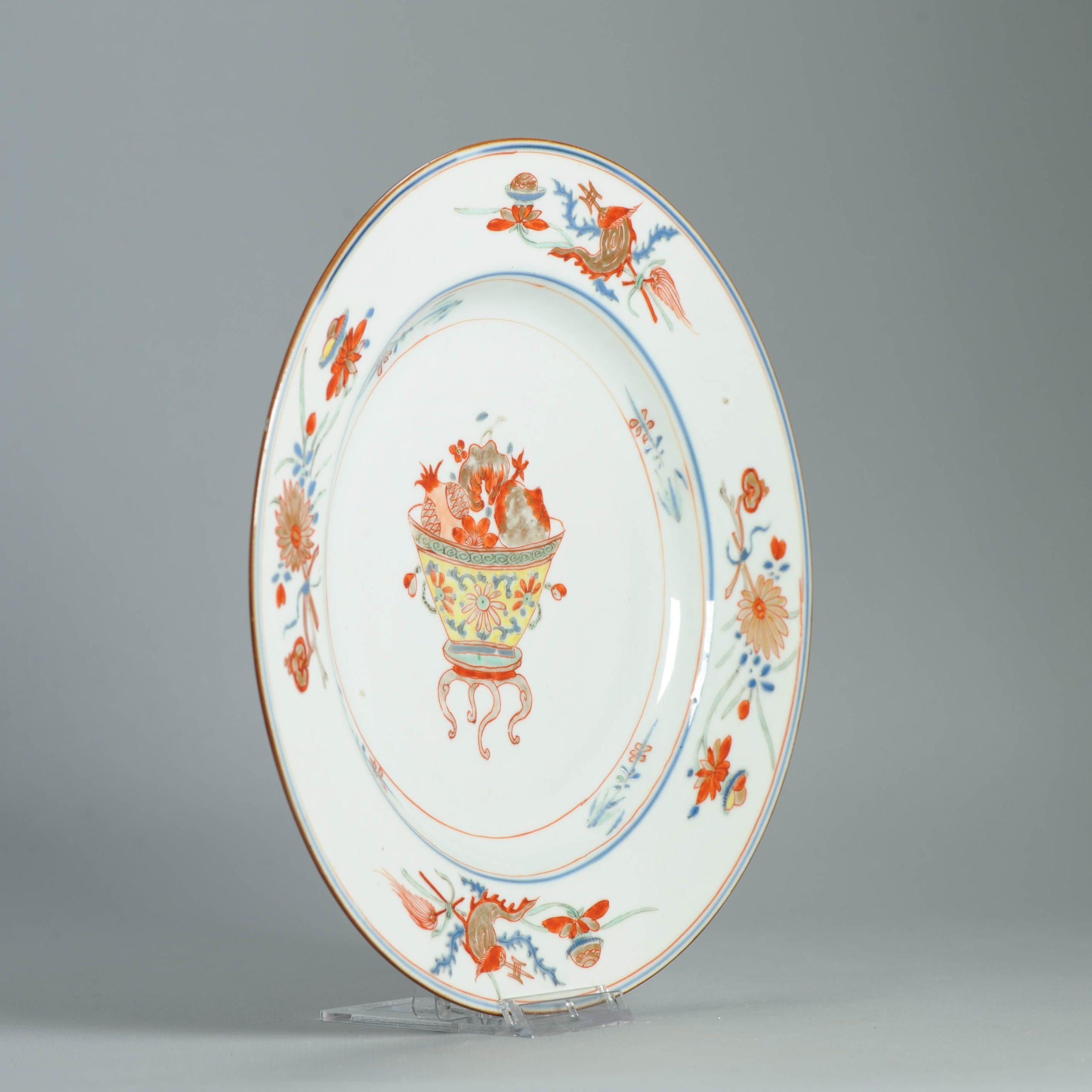 Antico piatto cinese in porcellana del periodo Kangxi/Yongzheng Cesto di fiori And Objects in vendita 3