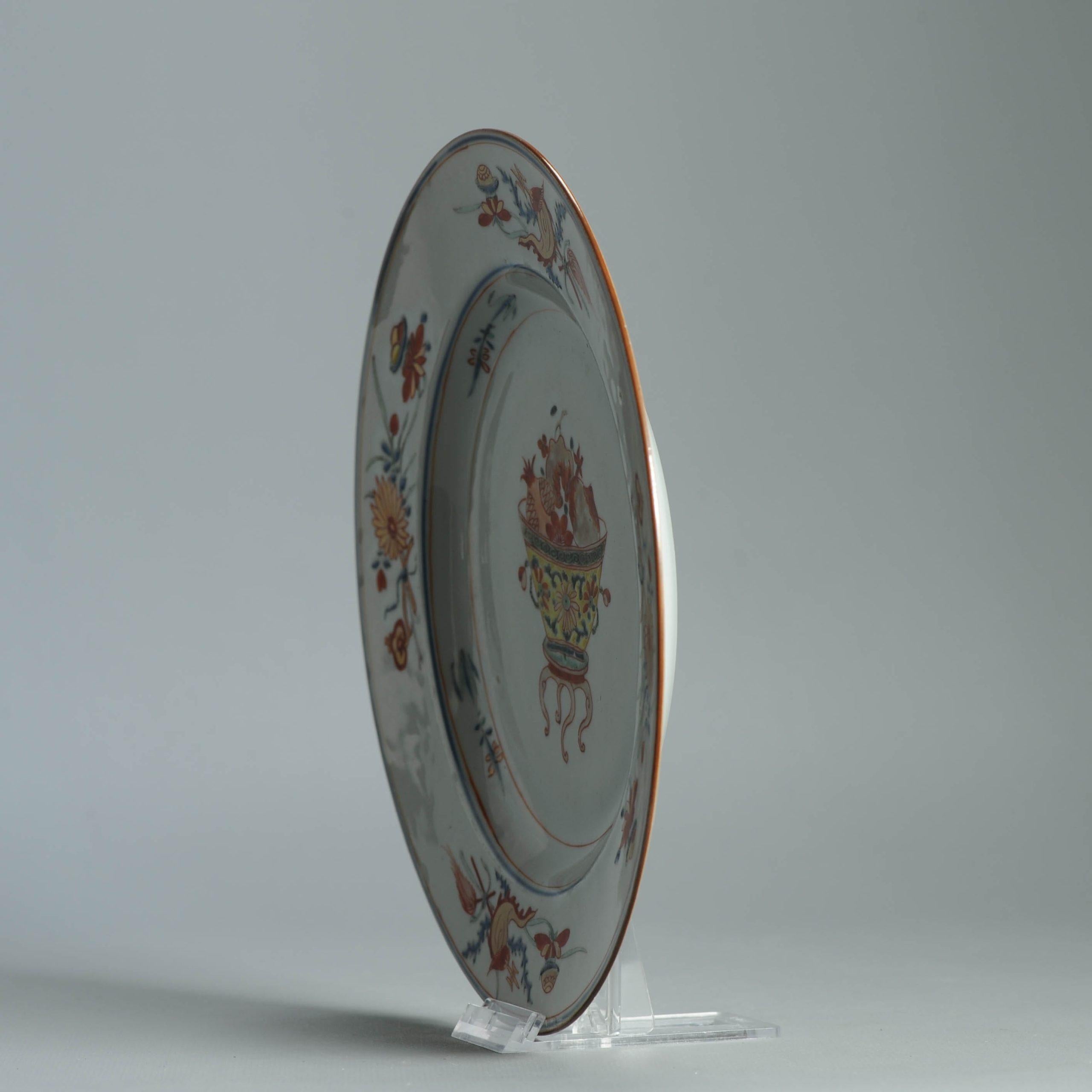 Antico piatto cinese in porcellana del periodo Kangxi/Yongzheng Cesto di fiori And Objects in vendita 5