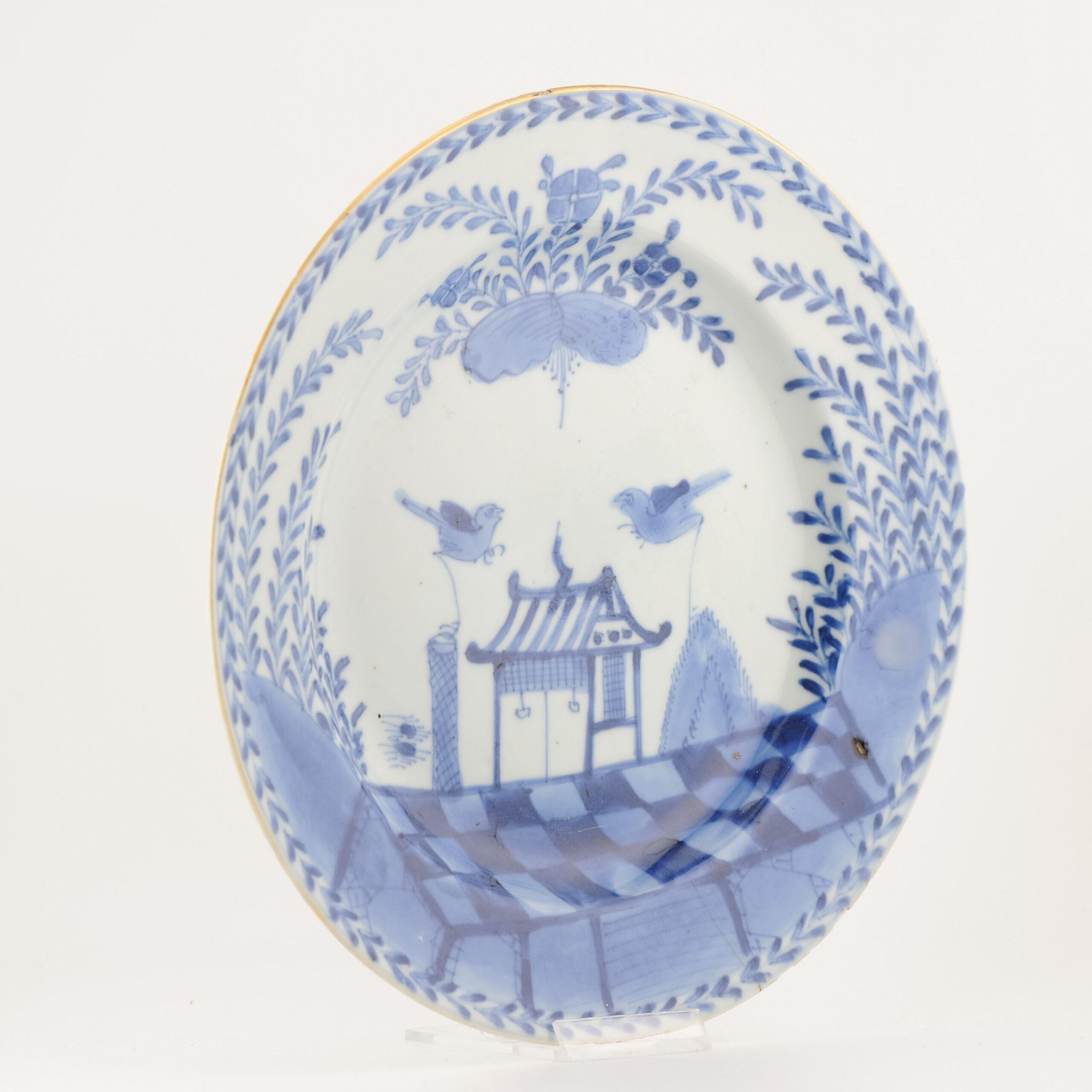Porcelaine Plat en porcelaine chinoise Kangxi-Yongzheng Cuckoo dans la maison en vente