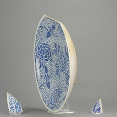 Antique Chinese Porcelain Landscape Prunus Charger + Mark, 19th Century