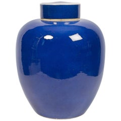 Antique Chinese Porcelain Large Ginger Jar Blue Monochrome