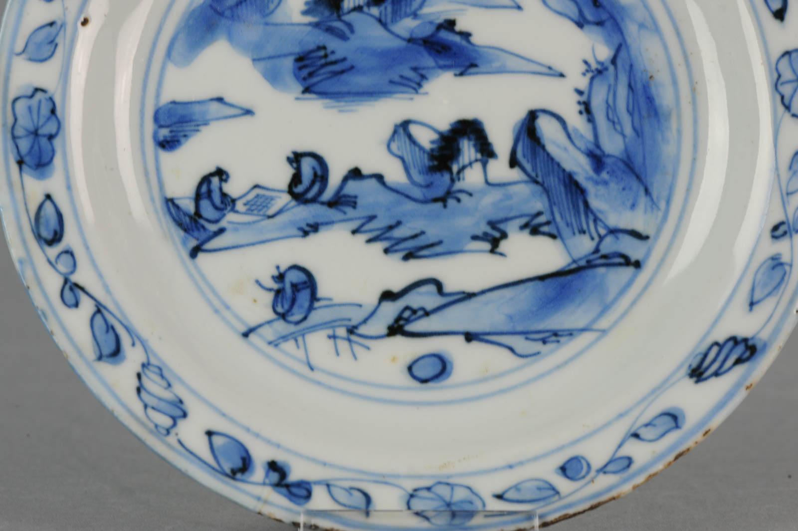 18th Century and Earlier Antique Chinese Porcelain Late Ming or Transitional China Literati, ca 1600 For Sale
