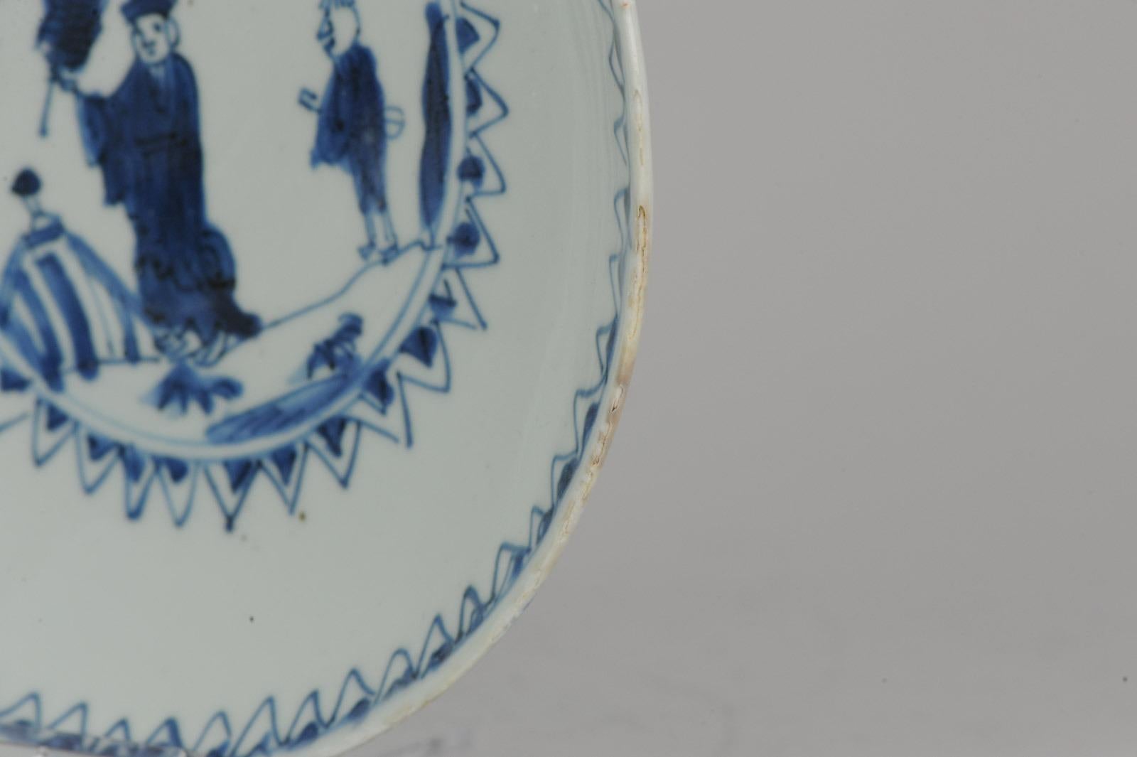 A Blue & White Ko-sometsuke plate with a figural scene of a literatus and student

Additional information:
Material: Porcelain & Pottery
Region of Origin: China
Country of Manufacturing: China
Period: 17th century Ming (1368 - 1620)
Age: