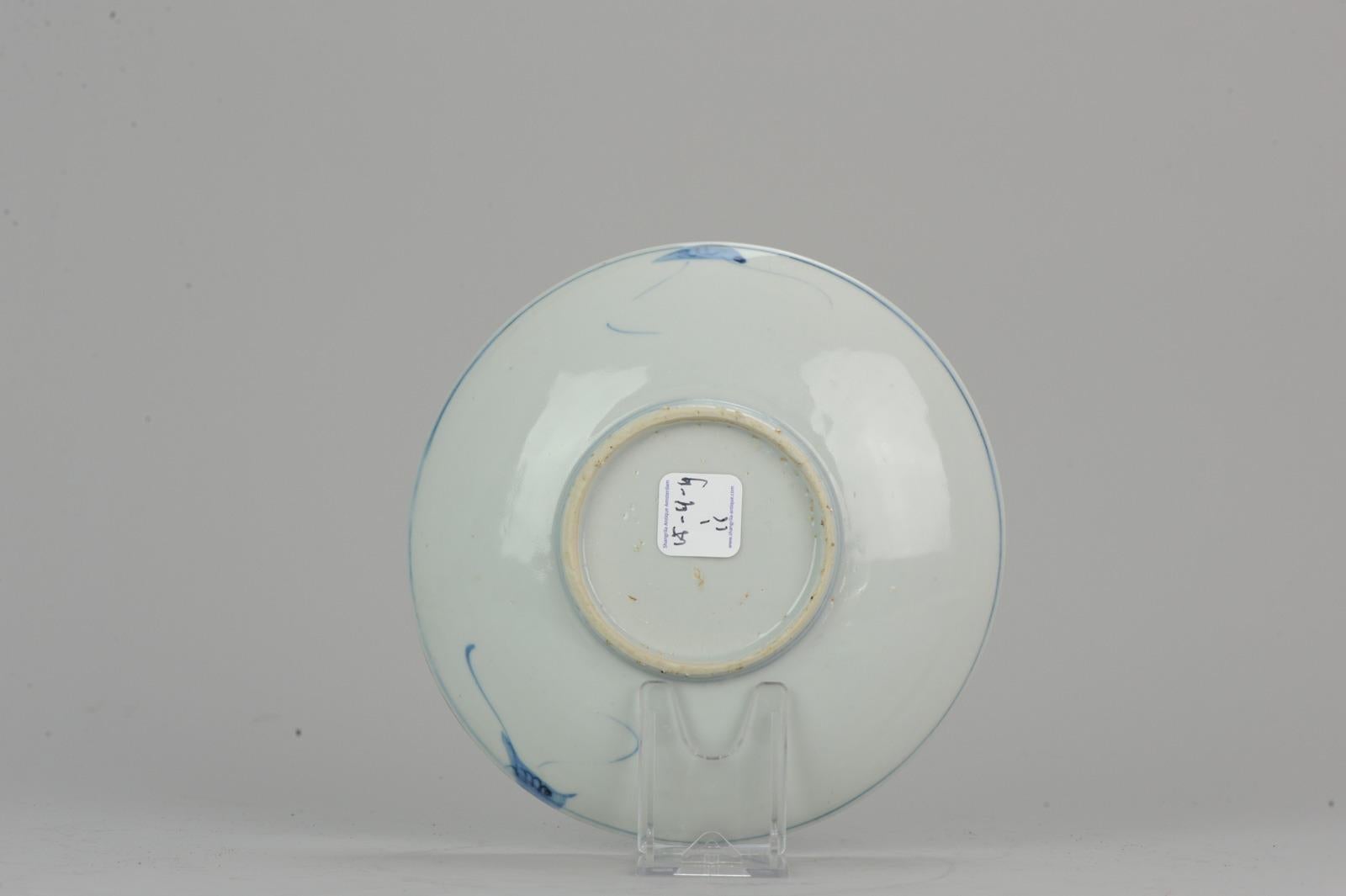 18th Century and Earlier Antique Chinese Porcelain Late Ming Tianqi or Transitional Figures Plate For Sale