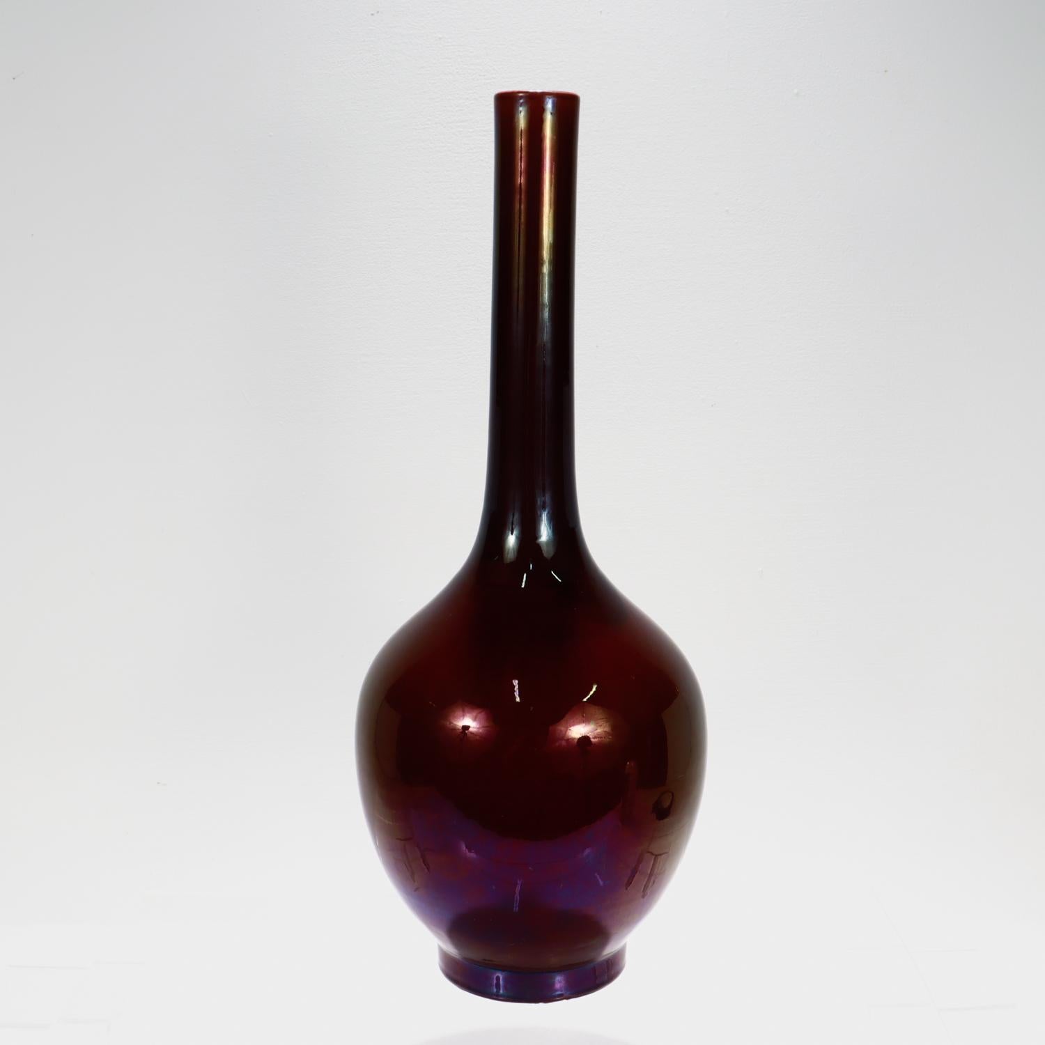 20th Century Antique Chinese Porcelain Mallet Form Vase in Aubergine or Eggplant For Sale