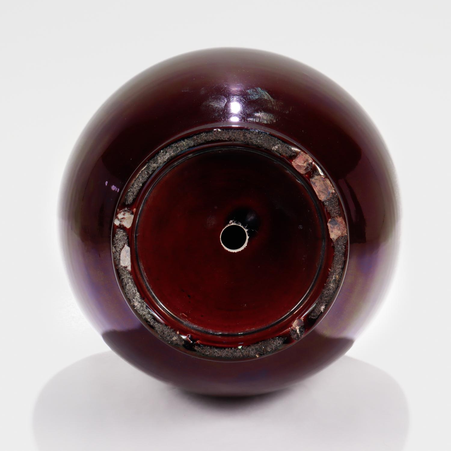 Antique Chinese Porcelain Mallet Form Vase in Aubergine or Eggplant For Sale 4