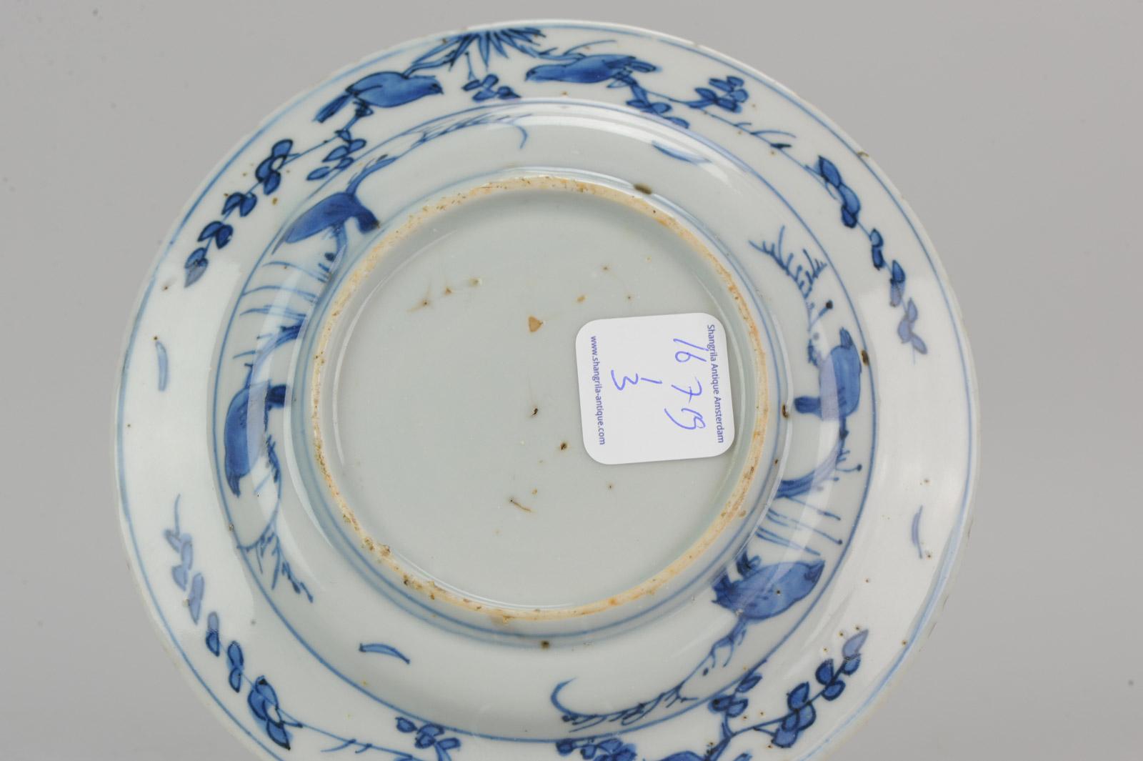 18th Century and Earlier Antique Chinese Porcelain Ming 1540-1580 Jiajing Wanli Landscape Plate with Bird For Sale