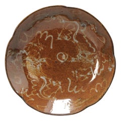Antique Chinese Porcelain Ming/Transitional Dish Brown White Glaze Scene, 17thC