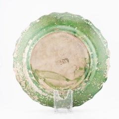 Antique Chinese Porcelain Ming/Transitional Dish Green Glaze Carved, 17th C