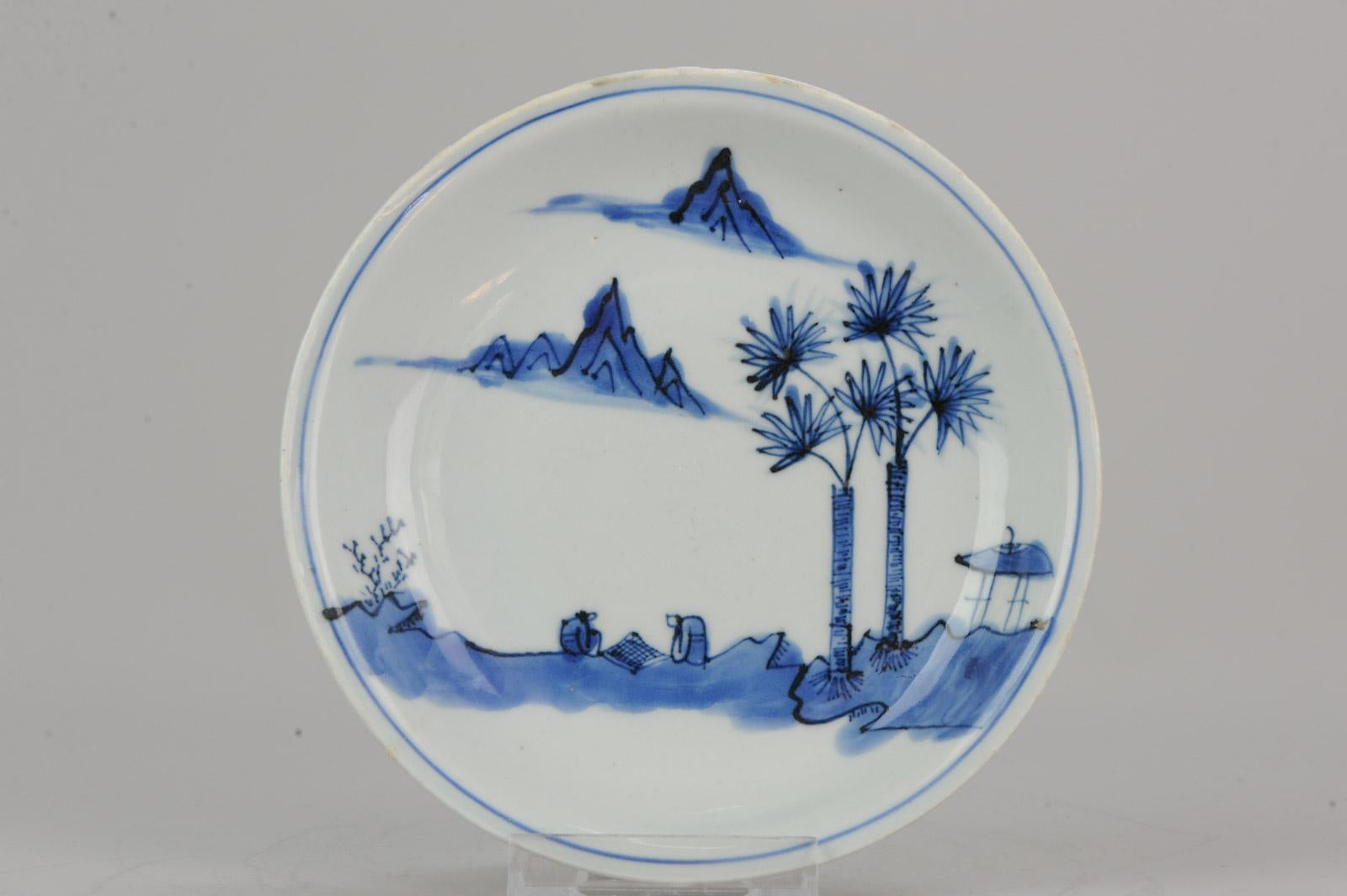 Antique Chinese Porcelain Ming Wanli / Tianqi Playing Go Landscape Plate For Sale 3