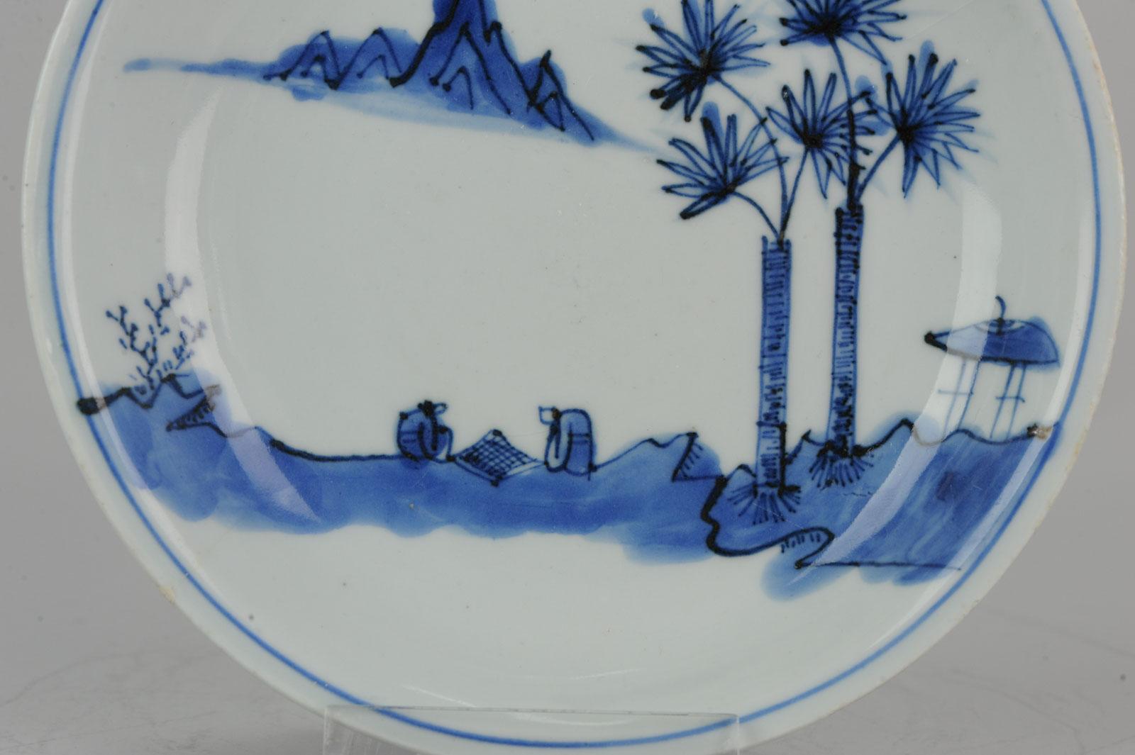 Antique Chinese Porcelain Ming Wanli / Tianqi Playing Go Landscape Plate For Sale 4