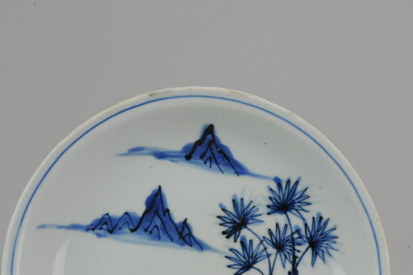 Antique Chinese Porcelain Ming Wanli / Tianqi Playing Go Landscape Plate For Sale 6