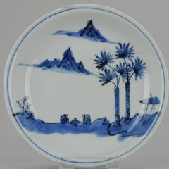 Antique Chinese Porcelain Ming Wanli / Tianqi Playing Go Landscape Plate