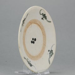 Antique Chinese Porcelain Nyonya Ware Kitchen Qing Bats Plate, 19th Century