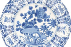 Antique Chinese Porcelain Plate Dish With Flowers, Kangxi Period