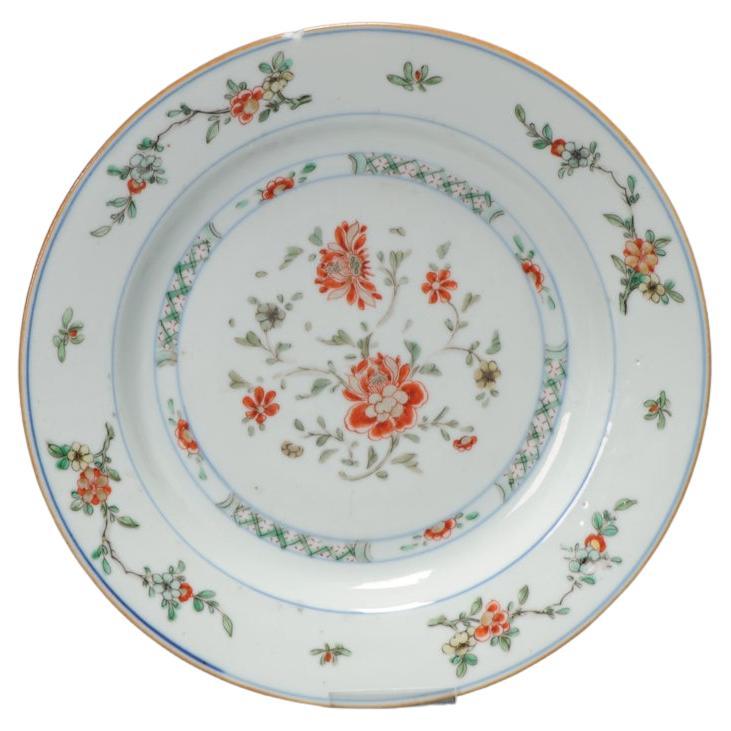 Antique Chinese Porcelain Plate Famille Verte Flowers, First Half 18 Century For Sale