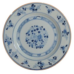 Assiette chinoise ancienne en porcelaine bleue et blanche Yongzheng Everything, 18e siècle