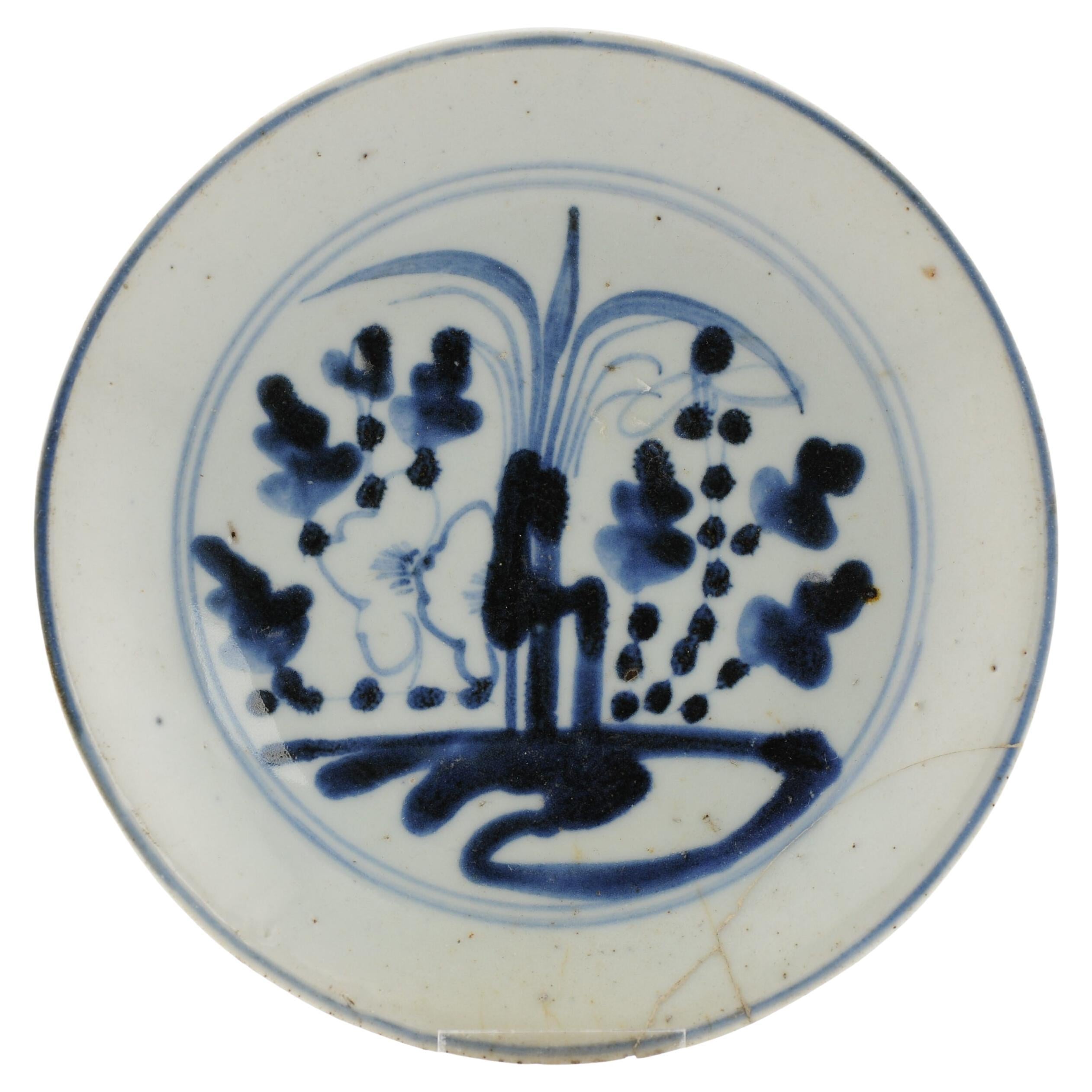 Antique Chinese Porcelain Plate Kitchen Qing Dehua, 19th Century